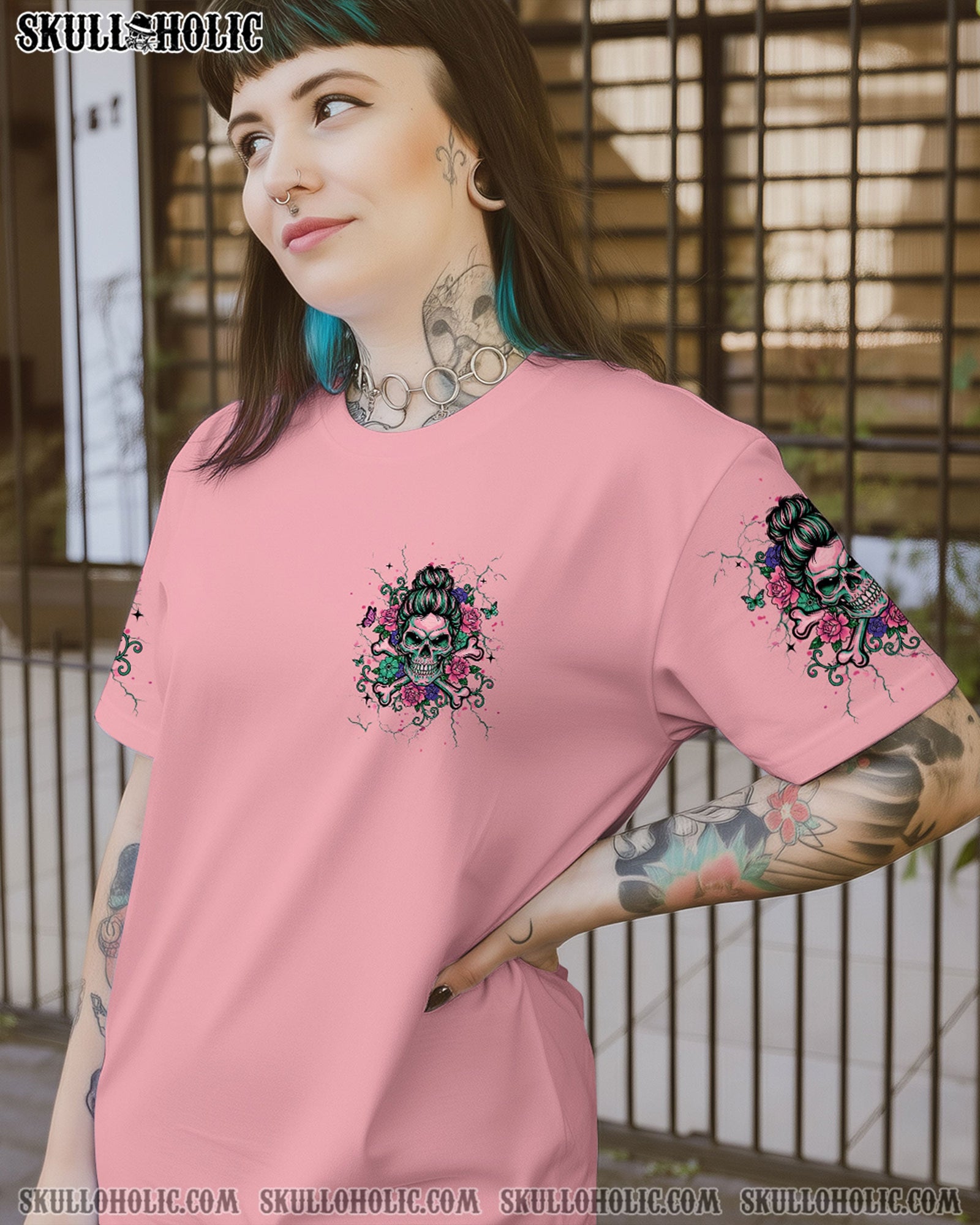 BLISSCORNERS MY GIVE A F IS BROKEN MESSY BUN SKULL ALL OVER PRINT