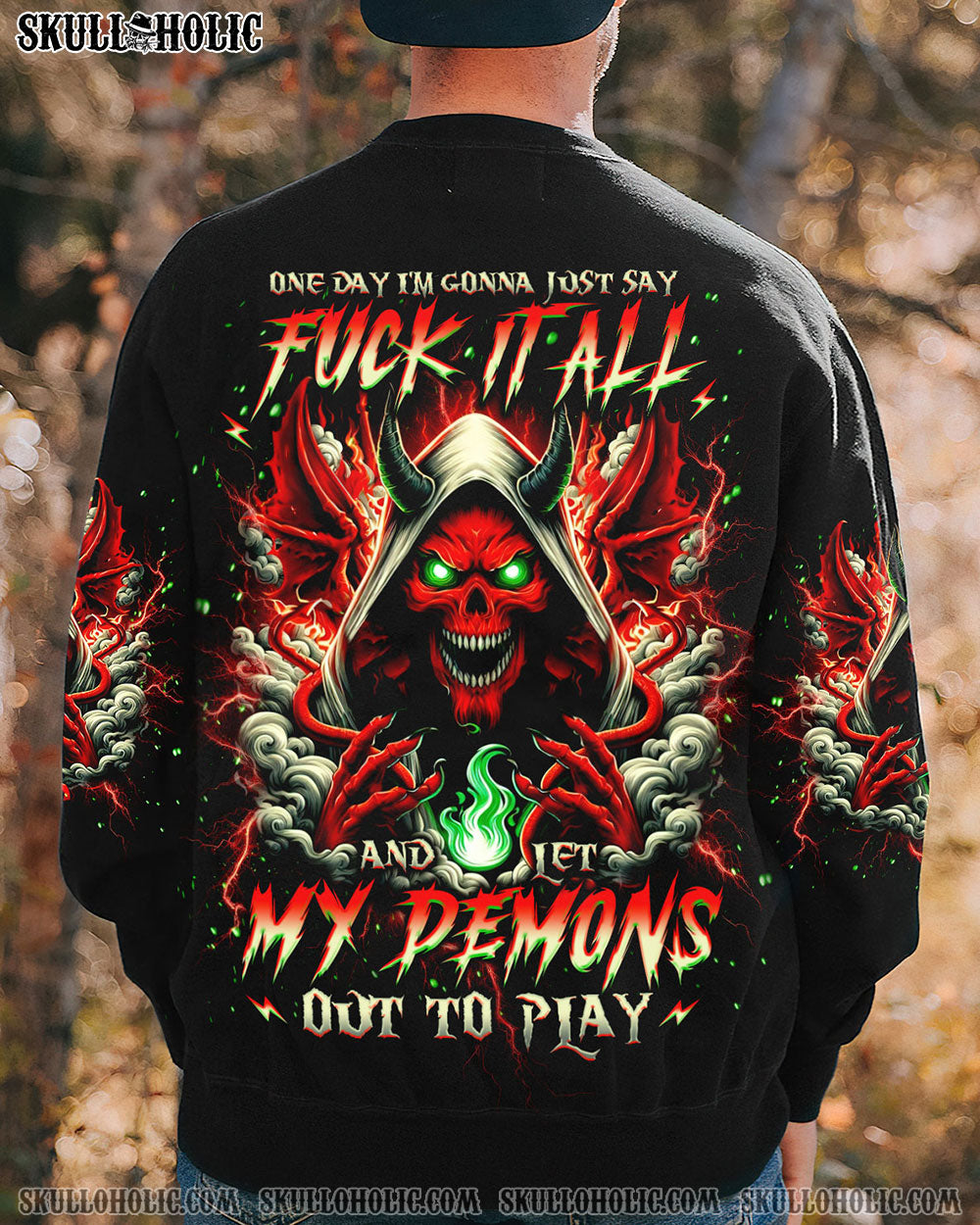BLISSCORNERS ONE DAY I'M GONNA JUST SAY DEMON SKULL ALL OVER PRINT