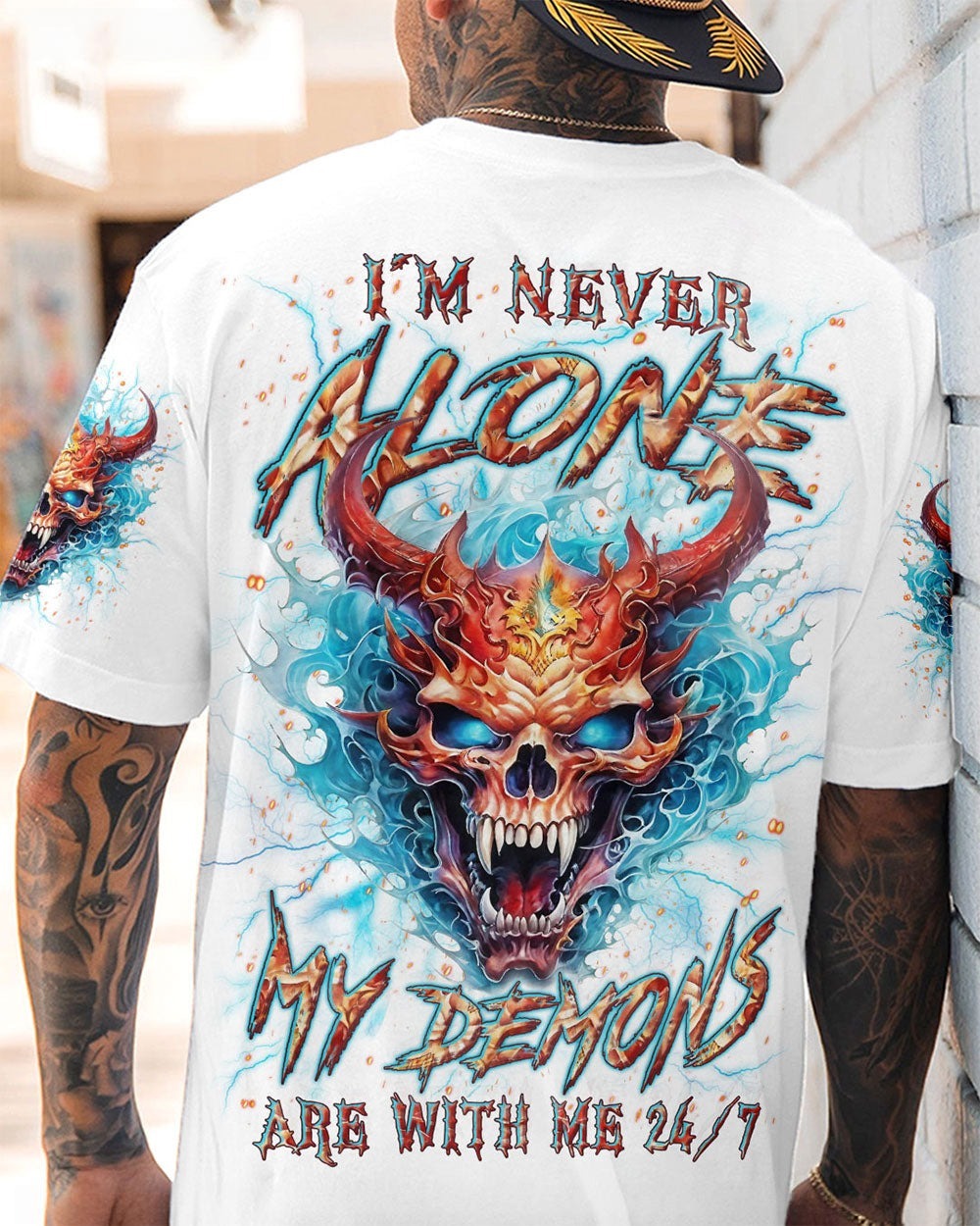 BLISSCORNERS I'M NEVER ALONE SKULL DEMON ALL OVER PRINT