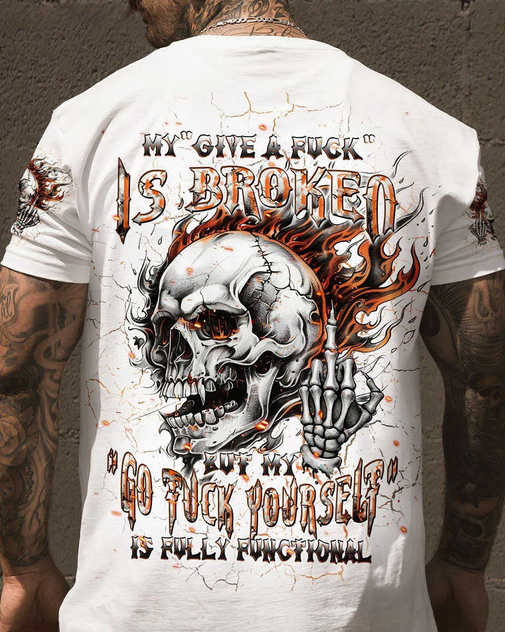 BLISSCORNERS MY GIVE A F IS BROKEN FIRE SKULL ALL OVER PRINT
