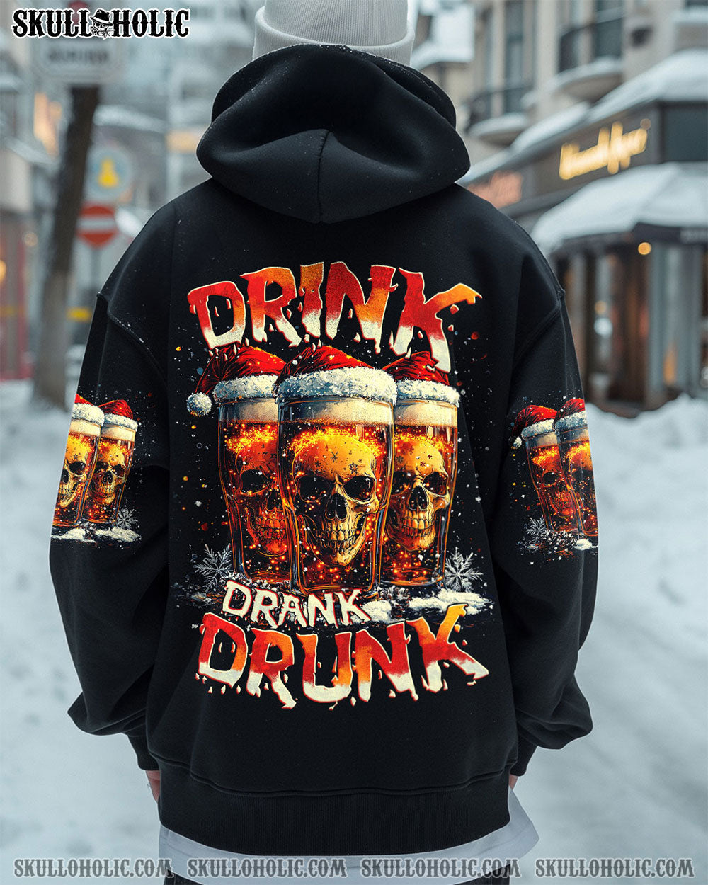 BLISSCORNERS DRINK DRANK DRUNK SKULL CHRISTMAS ALL OVER PRINT