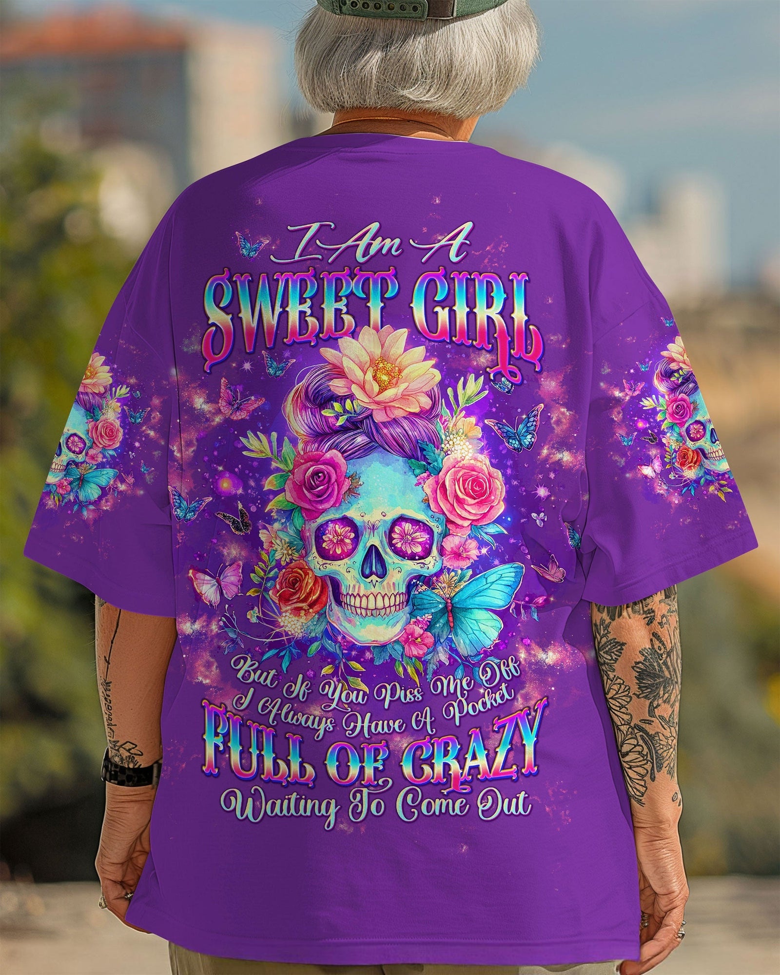 BLISSCORNERS ASSUMING I WAS LIKE MOST GIRLS MESSY BUN SKULL ALL OVER PRINT