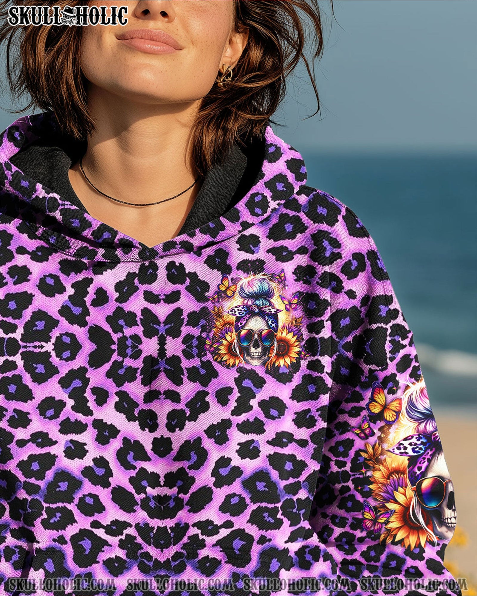 BLISSCORNERS SHE IS SUNSHINE SUNFLOWER MESSY SKULL ALL OVER PRINT