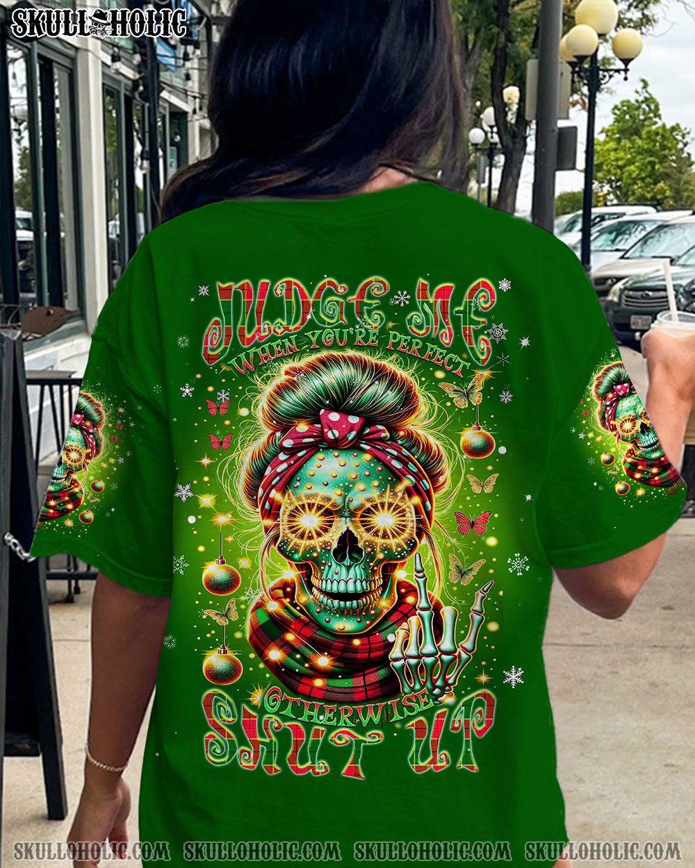 BLISSCORNERS MY GIVE A F IS BROKEN CHRISTMAS MESSY BUN ALL OVER PRINT