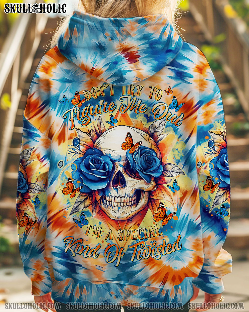 BLISSCORNERS DON'T TRY TO FIGURE ME OUT SKULL FLOWER TIE DYE ALL OVER PRINT -  TLTR1911241