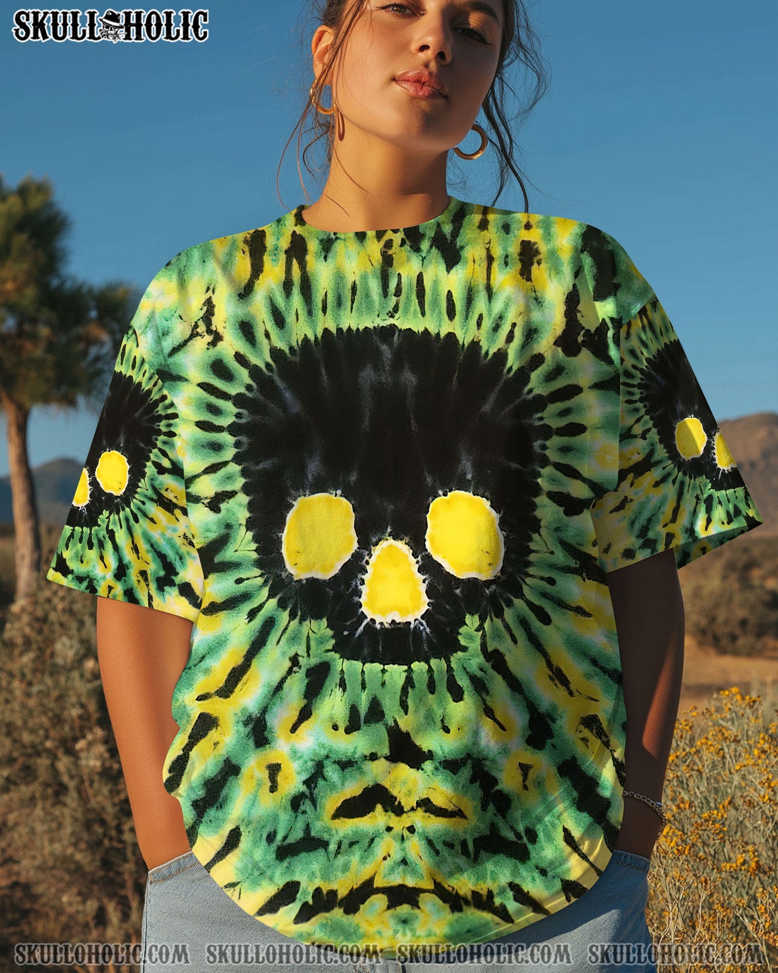 BLISSCORNERS BLACK SKULL TIE DYE HAND DYED ALL OVER PRINT