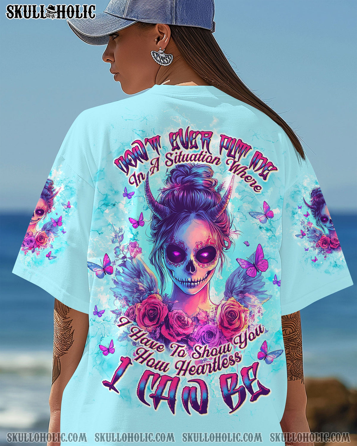 BLISSCORNERS HOW HEARTLESS I CAN BE SKULL LADY ALL OVER PRINT