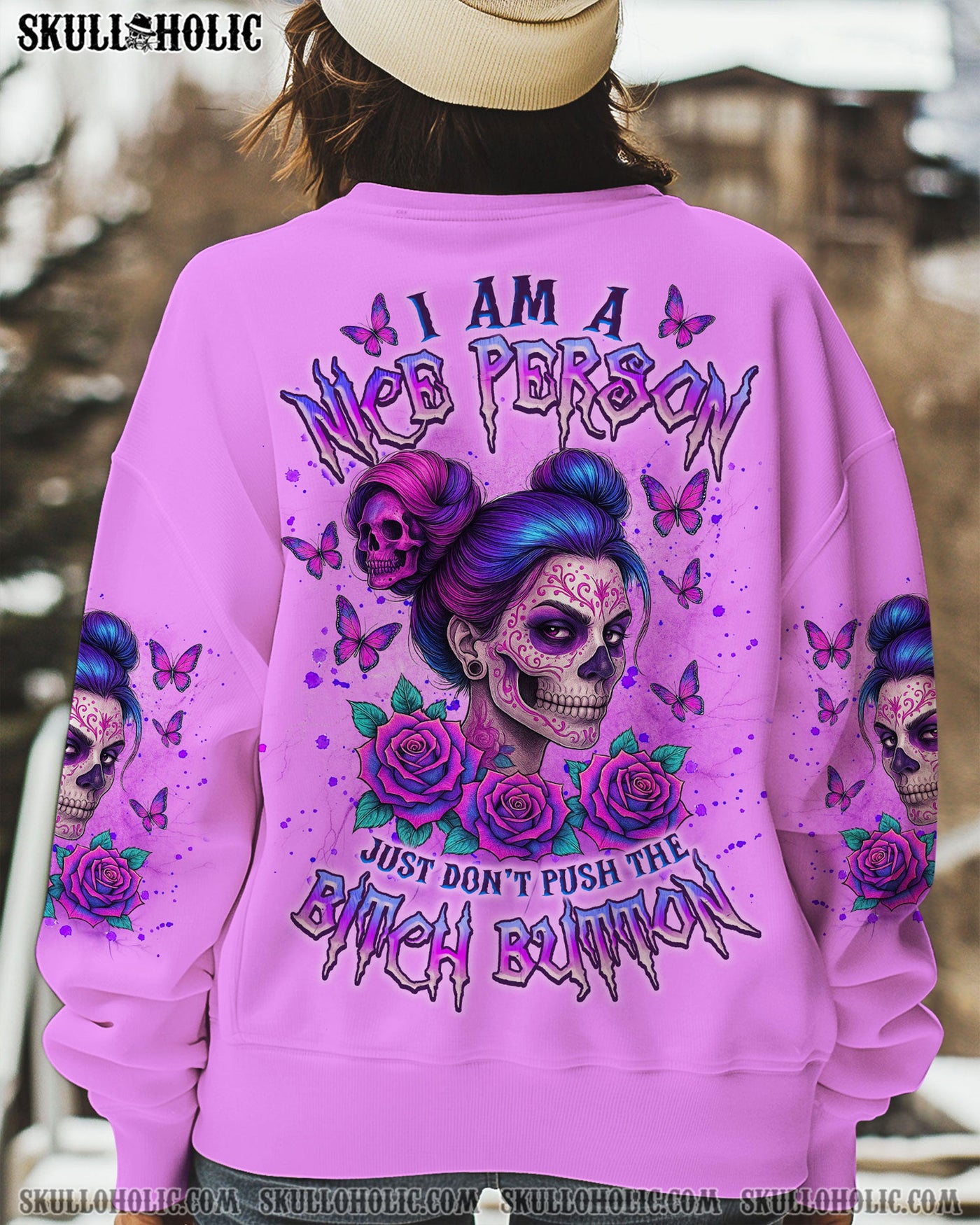BLISSCORNERS I'M NOT JUST A MOM MESSY BUN  SKULL ALL OVER PRINT