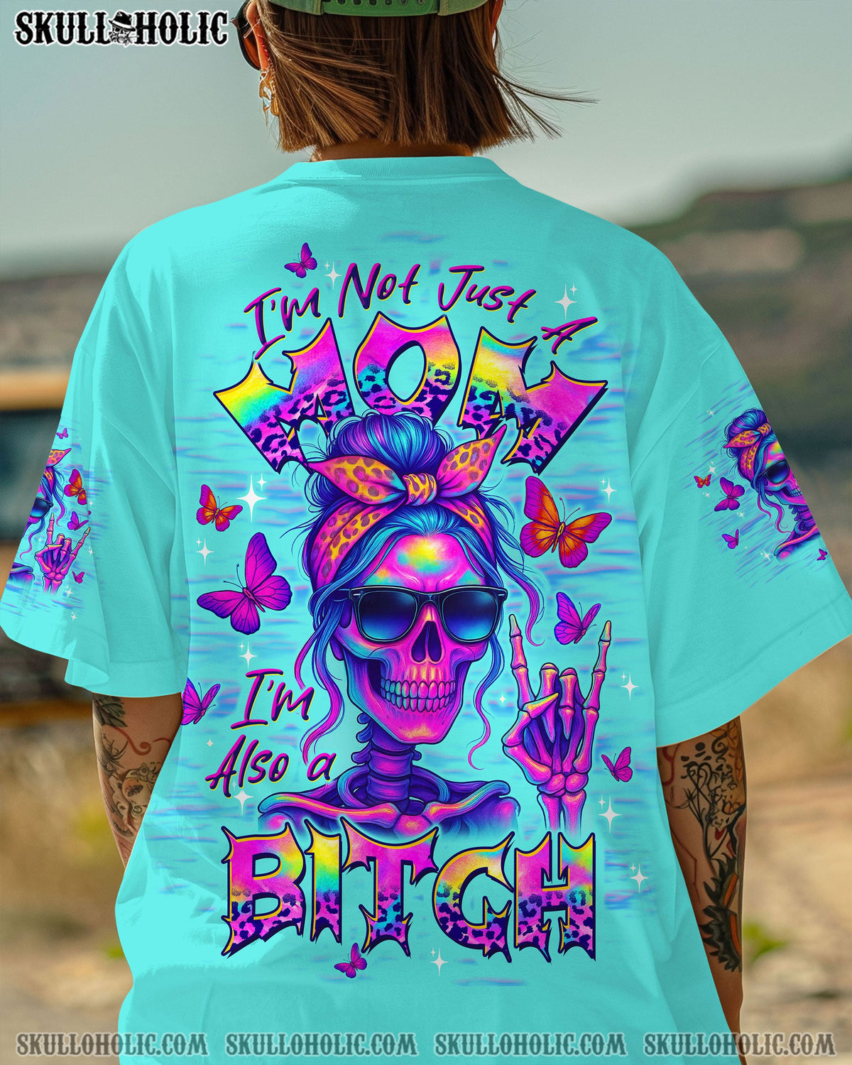 BLISSCORNERS YOU CURSE TOO MUCH SKULL MESSY BUN ALL OVER PRINT