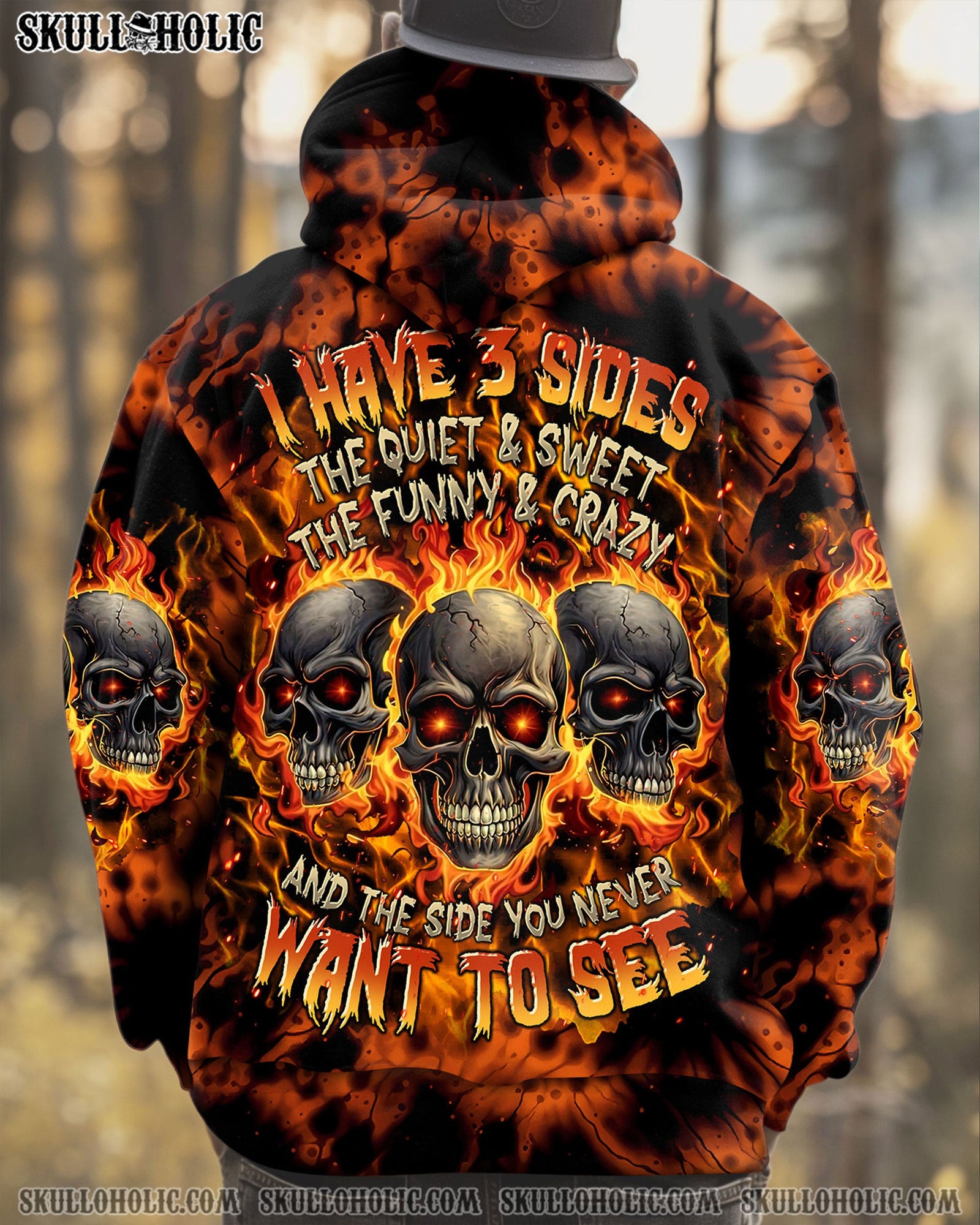 BLISSCORNERS I HAVE 3 SIDES 3 SKULLS TIE DYE ALL OVER PRINT