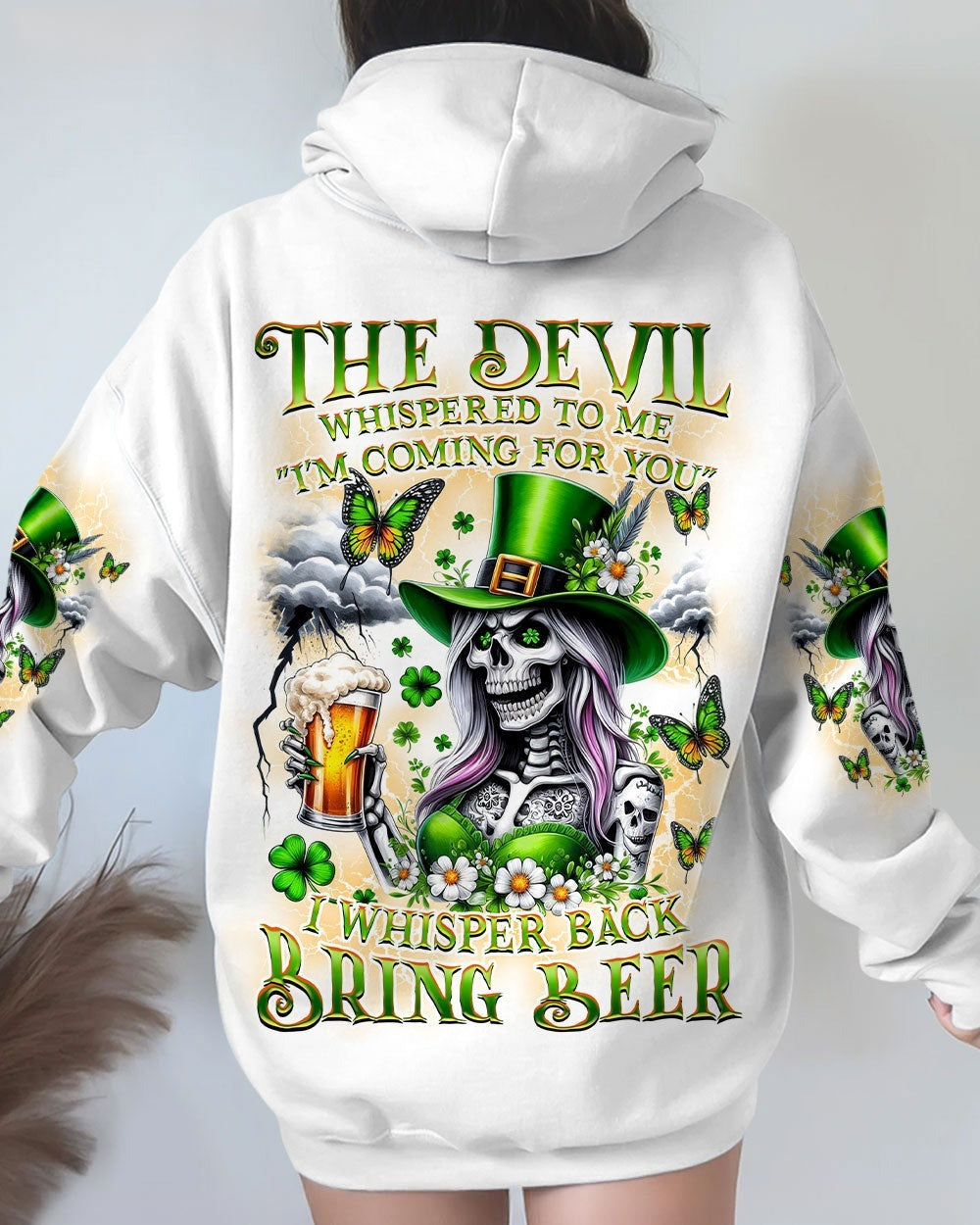 BLISSCORNERS THE DEVIL WHISPERED TO ME BRING BEER PATRICK'S DAY ALL OVER PRINT