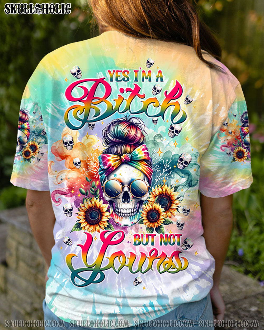 BLISSCORNERS MY GIVE A F IS BROKEN MESSY BUN SKULL ALL OVER PRINT