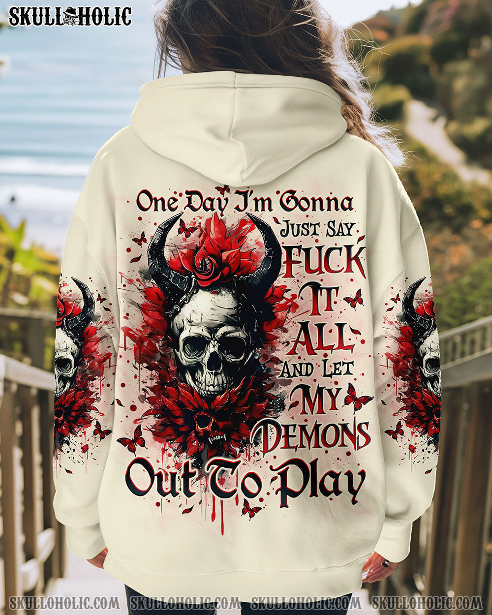 BLISSCORNERS ONE DAY I'M GONNA JUST SAY DEMON SKULL ALL OVER PRINT