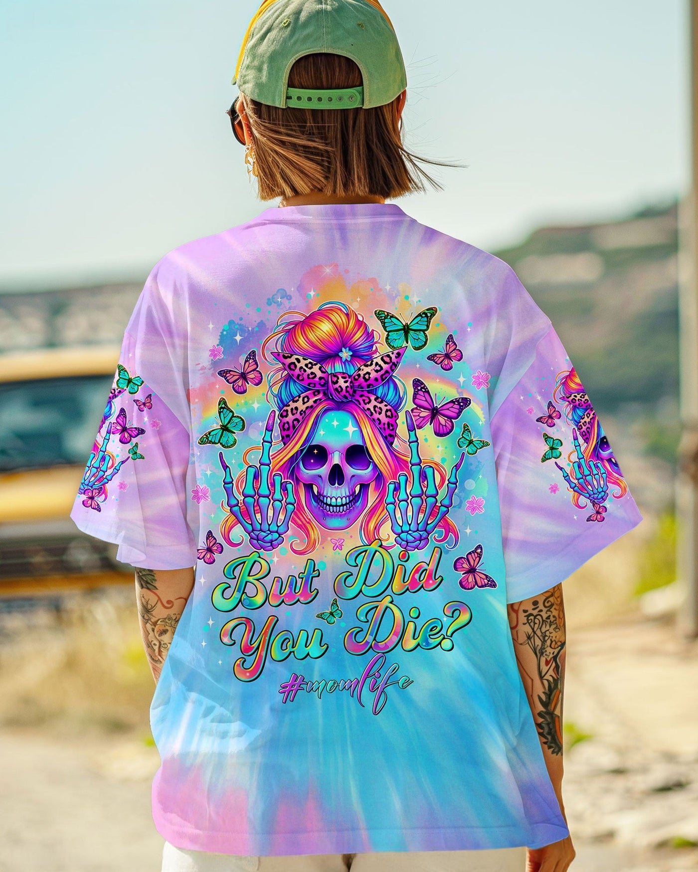 BLISSCORNERS BUT DID YOU DIE MOM LIFE MESSY BUN SKULL ALL OVER PRINT