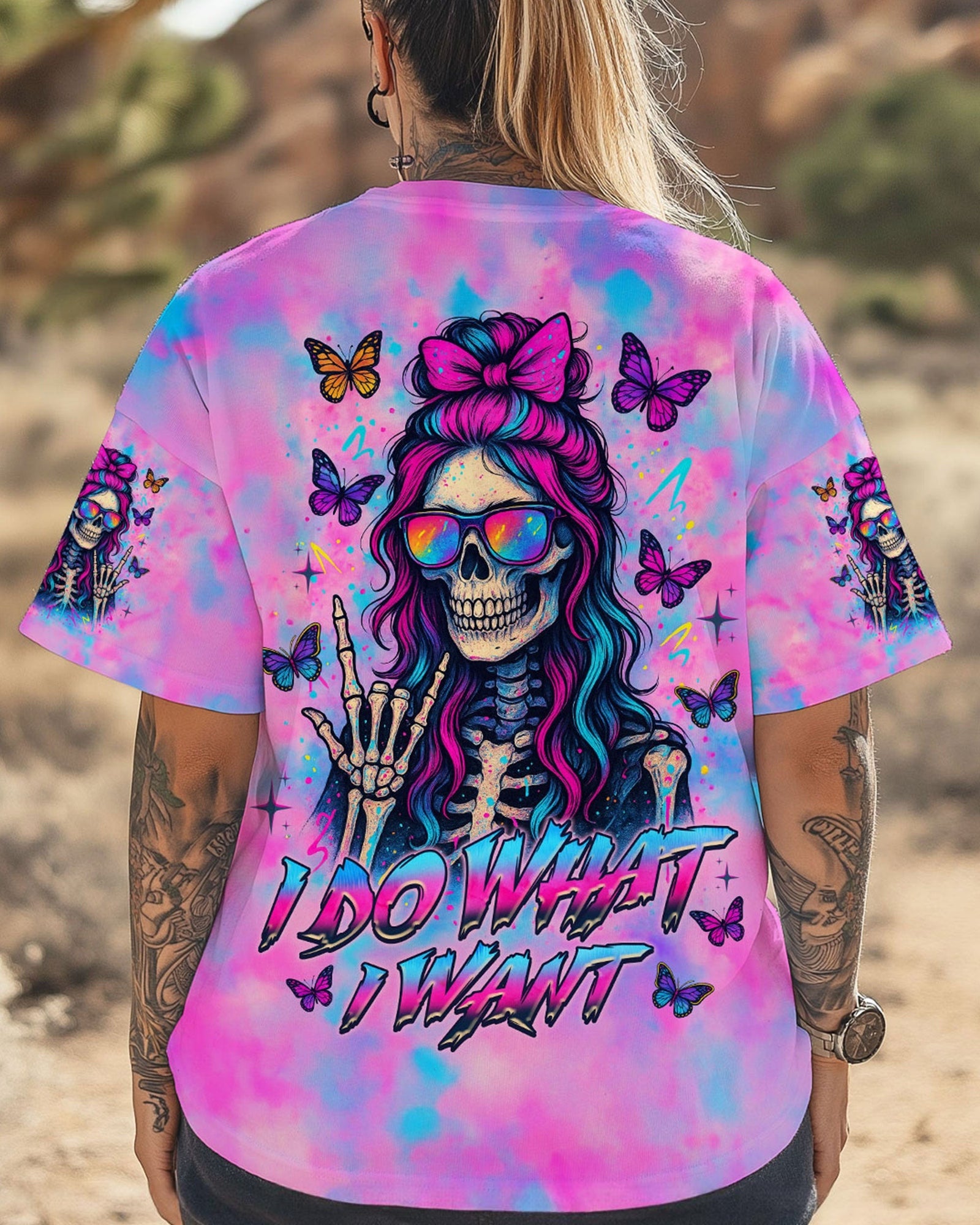BLISSCORNERS KARMA FAIRY SKULL MESSY BUN SKELETON ALL OVER PRINT