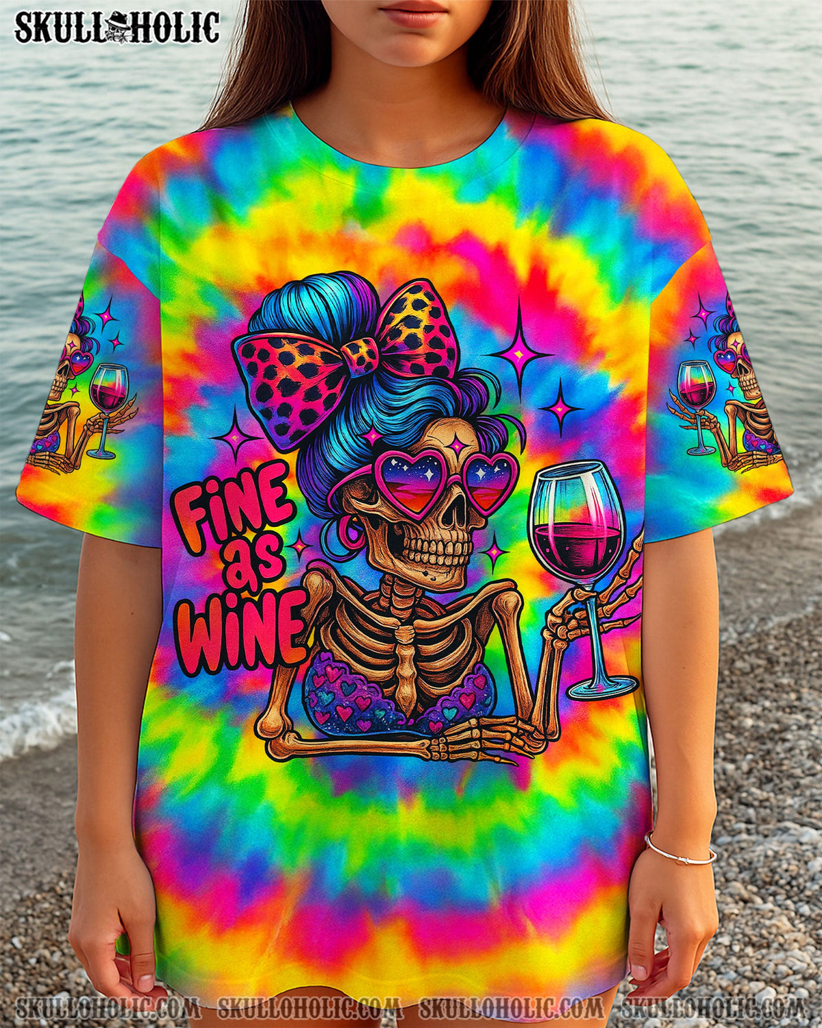 BLISSCORNERS FINE AS WINE SKELETON TIE DYE ALL OVER PRINT