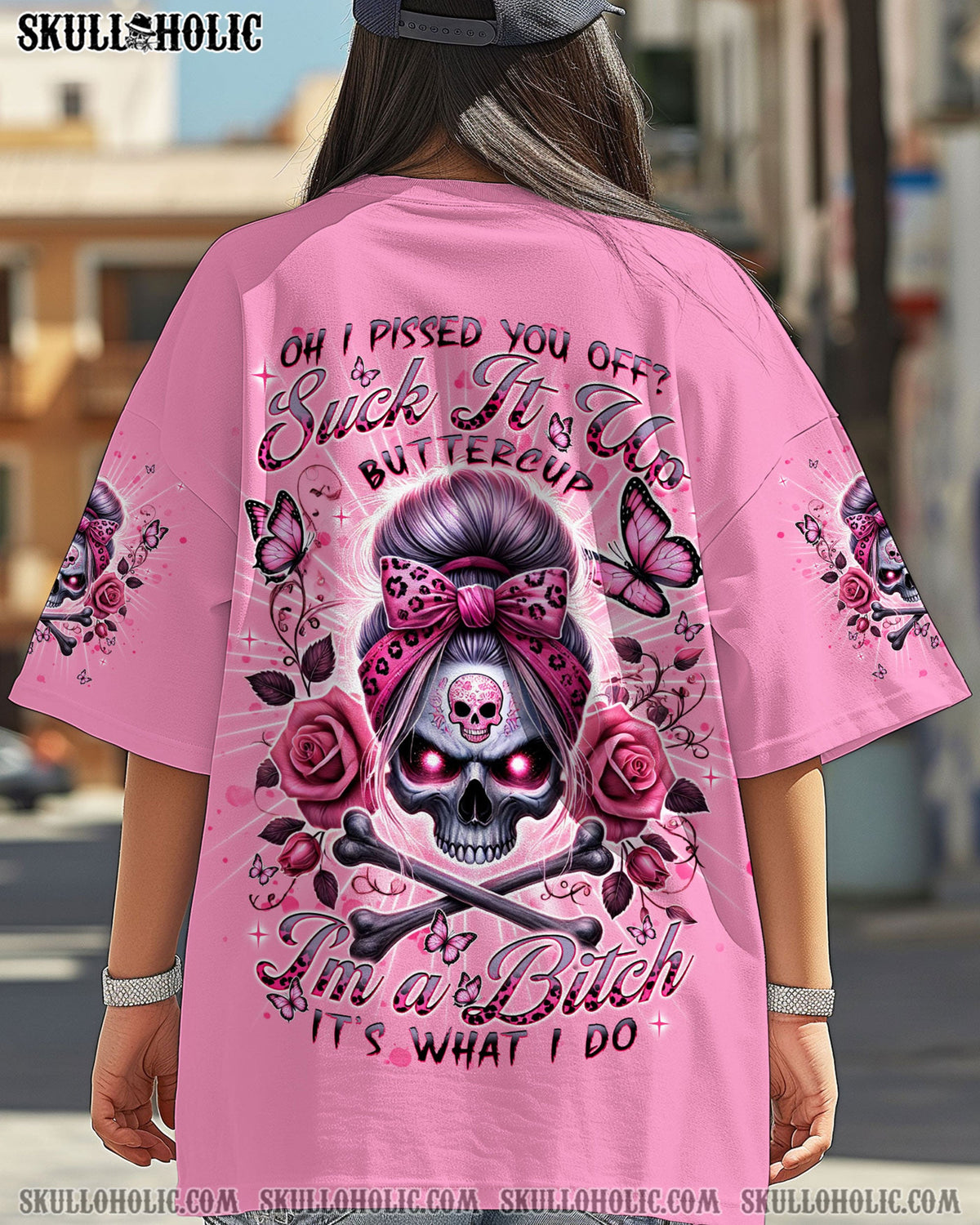 BLISSCORNERS IT'S GOING TO BE ONE OF THOSE DAYS MESSY BUN SKULL ALL OVER PRINT