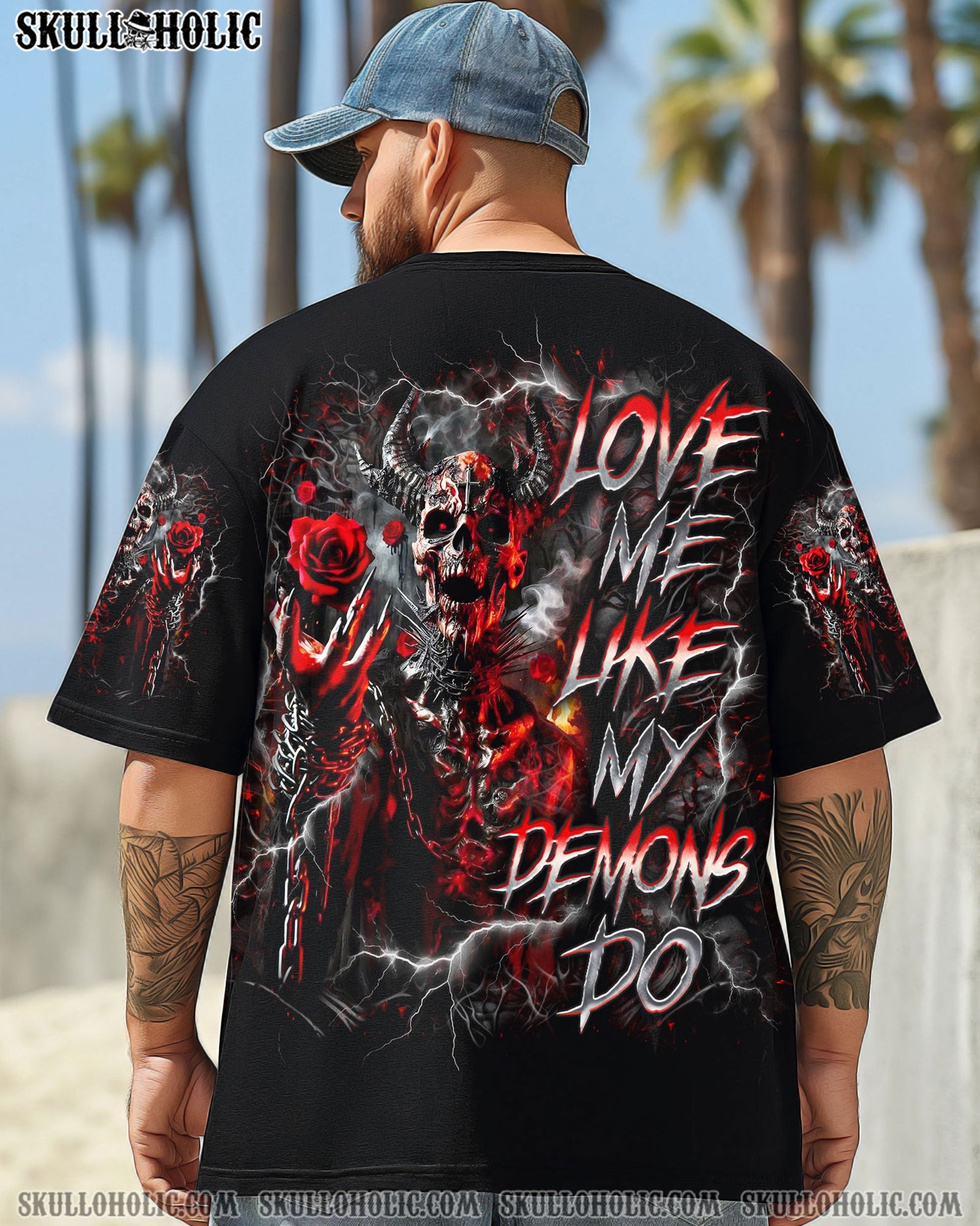 BLISSCORNERS LOVE ME LIKE MY DEMONS DO SKULL ALL OVER PRINT