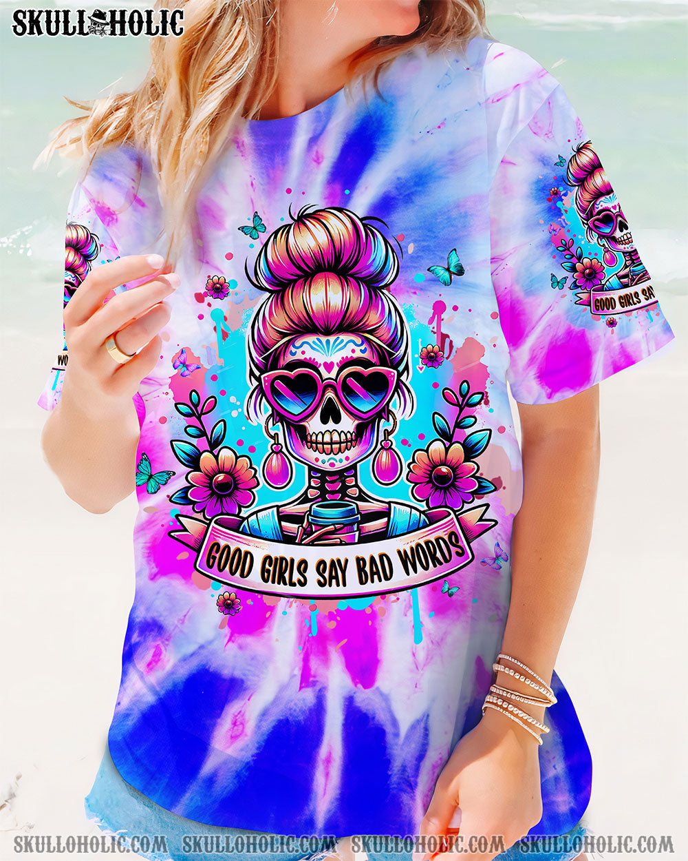 BLISSCORNERS NOT EVERYONE LIKES ME SKULL MESSY BUN ALL OVER PRINT
