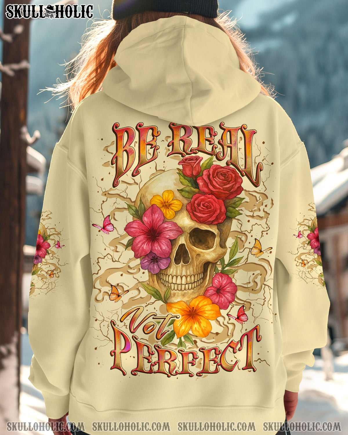 BLISSCORNERS BE REAL NOT PERFECT ALL OVER PRINT