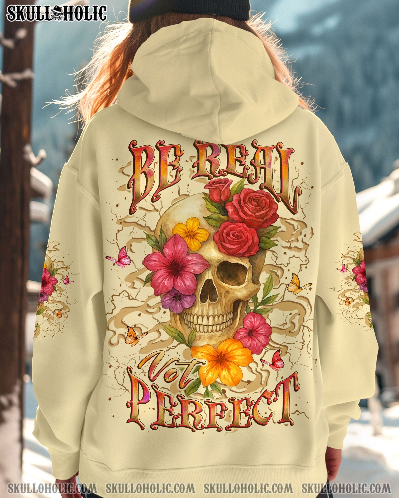 BLISSCORNERS BE REAL NOT PERFECT ALL OVER PRINT