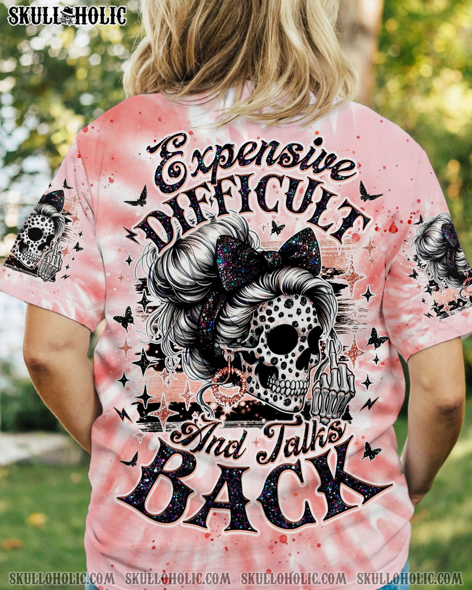 BLISSCORNERS BUCKLE UP BUTTERCUP B SWITCH SKULL MESSY BUN TIE DYE  ALL OVER PRINT