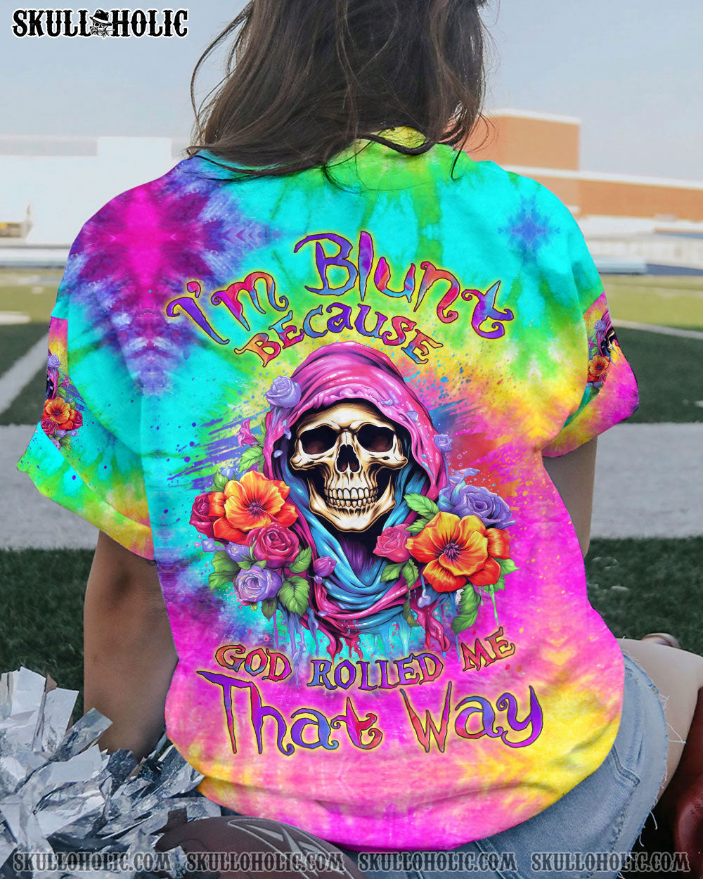 BLISSCORNERS I'M BLUNT BECAUSE GOD ROLLED ME TIE DYE ALL OVER PRINT