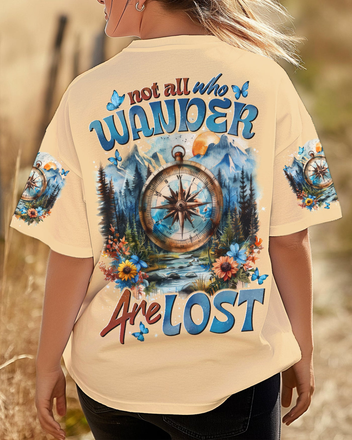 BLISSCORNERS NOT ALL WHO WANDER ARE NOT COMPASS ALL OVER PRINT