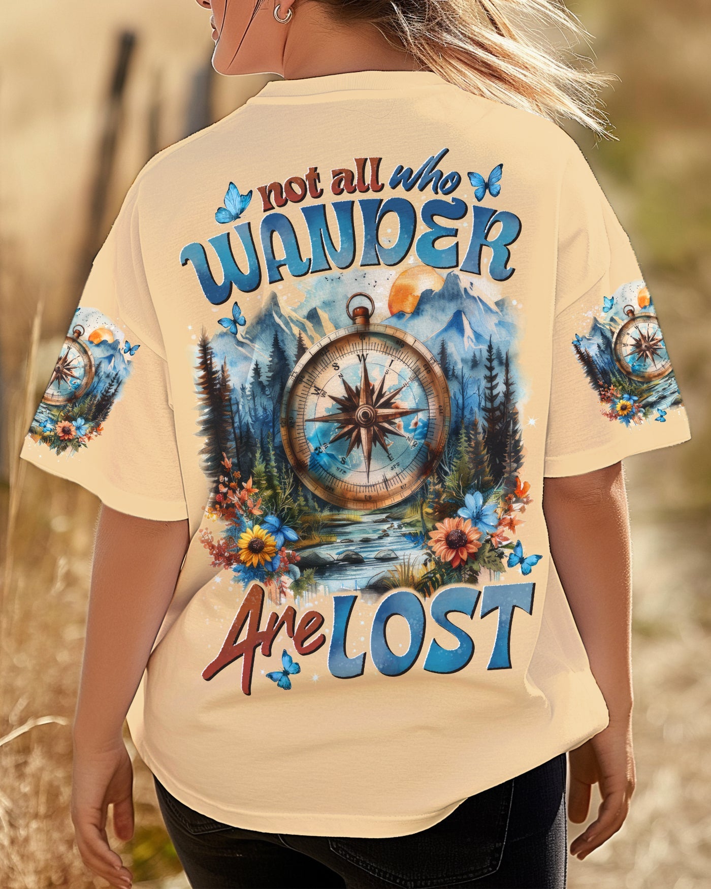 BLISSCORNERS NOT ALL WHO WANDER ARE NOT COMPASS ALL OVER PRINT