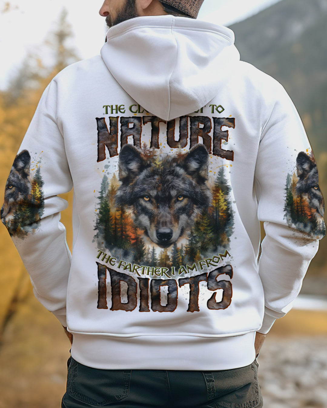 BLISSCORNERS THE CLOSER I GET TO NATURE WOLF ALL OVER PRINT