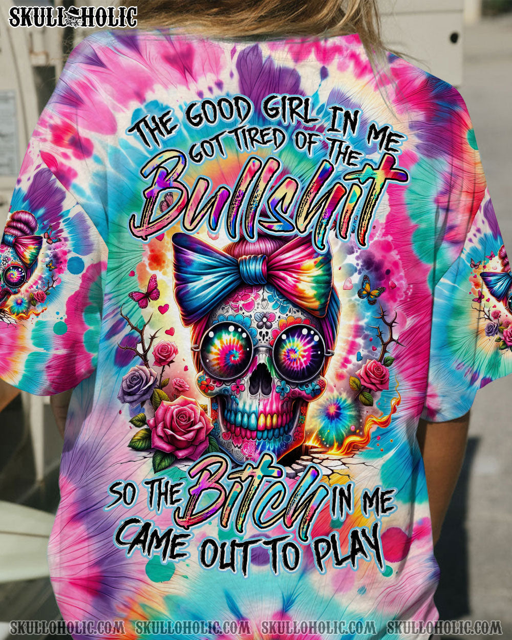 BLISSCORNERS IT'S GOING TO BE ONE OF THOSE DAYS MESSY BUN SKULL ALL OVER PRINT