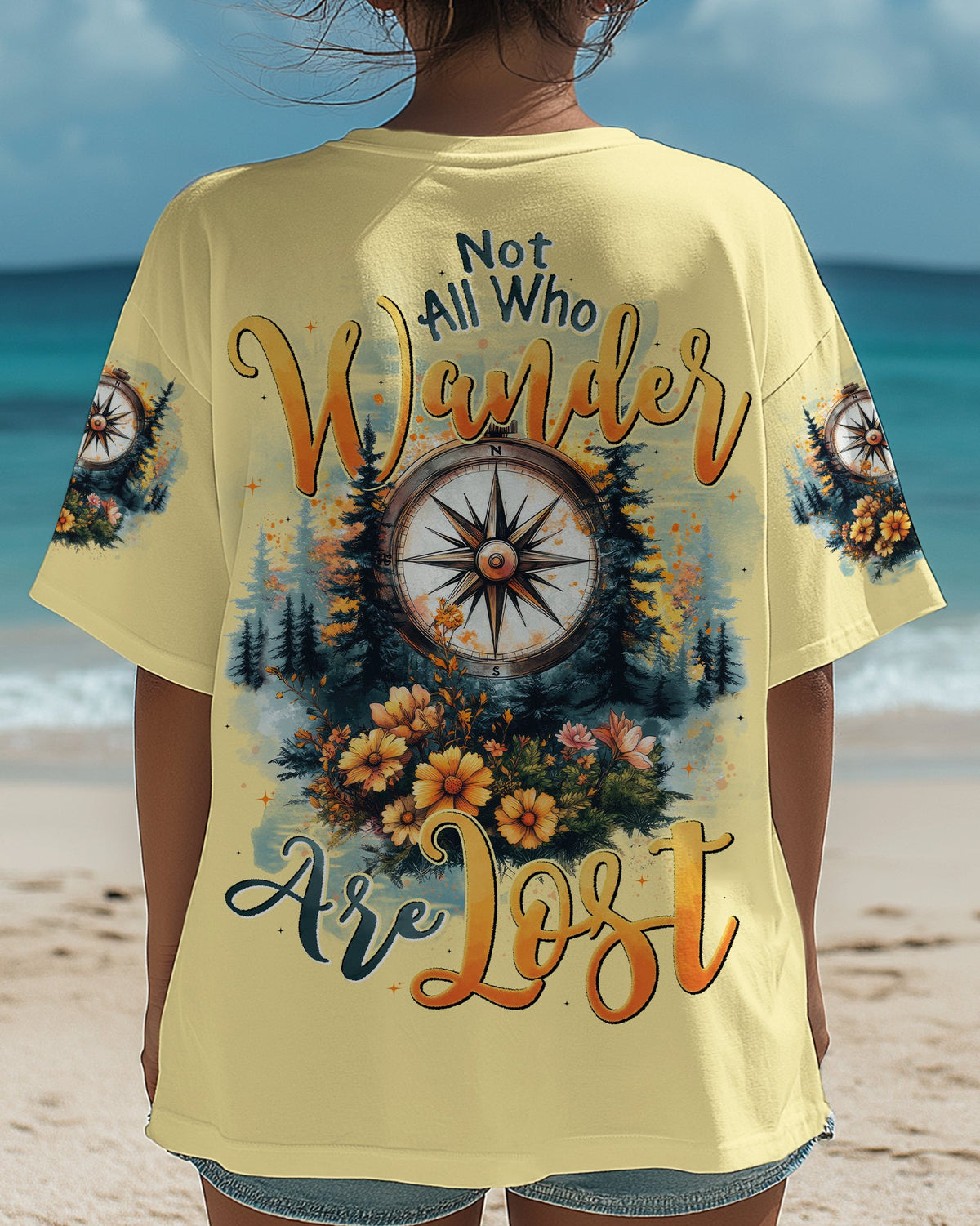 BLISSCORNERS NOT ALL WHO WANDER ARE LOST COMPASS ALL OVER PRINT