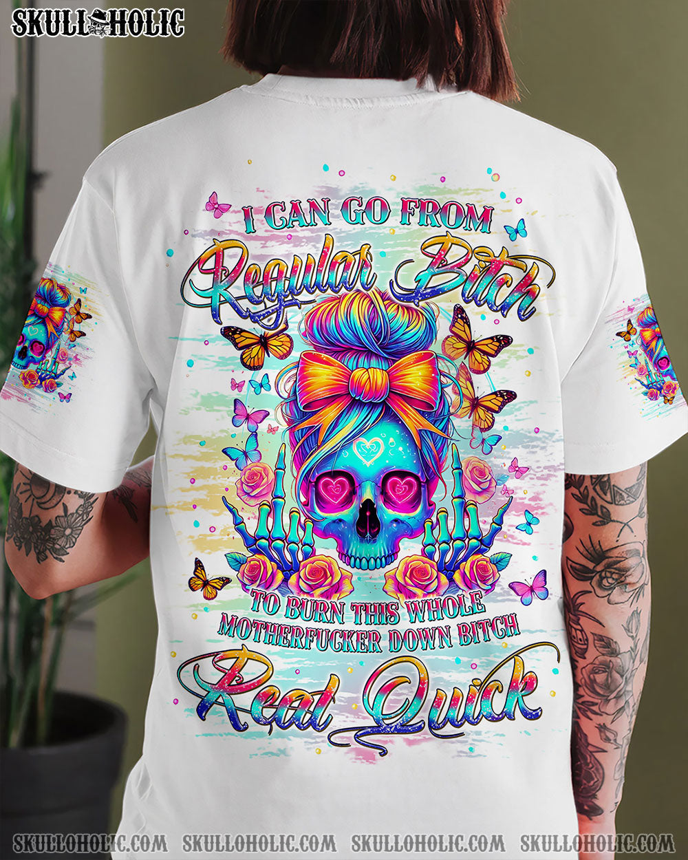 BLISSCORNERS I HAVE THE DEVIL IN MY BLOOD MESSY BUN ALL OVER PRINT
