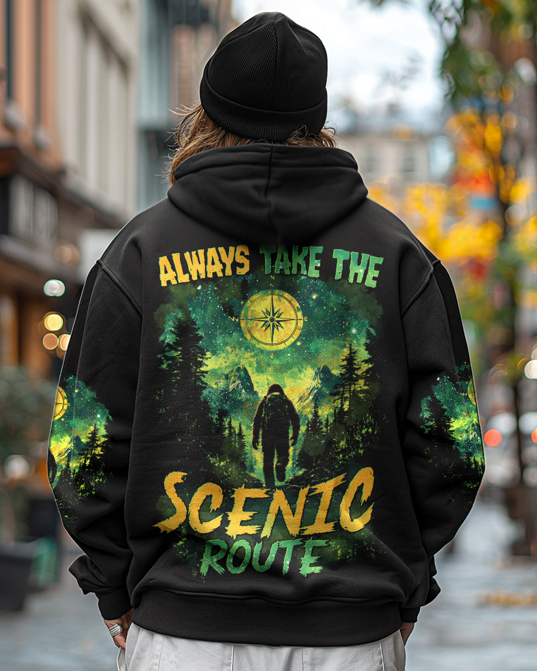 BLISSCORNERS ALWAYS TAKE THE SCENIC ROUTE BIGFOOT ALL OVER PRINT