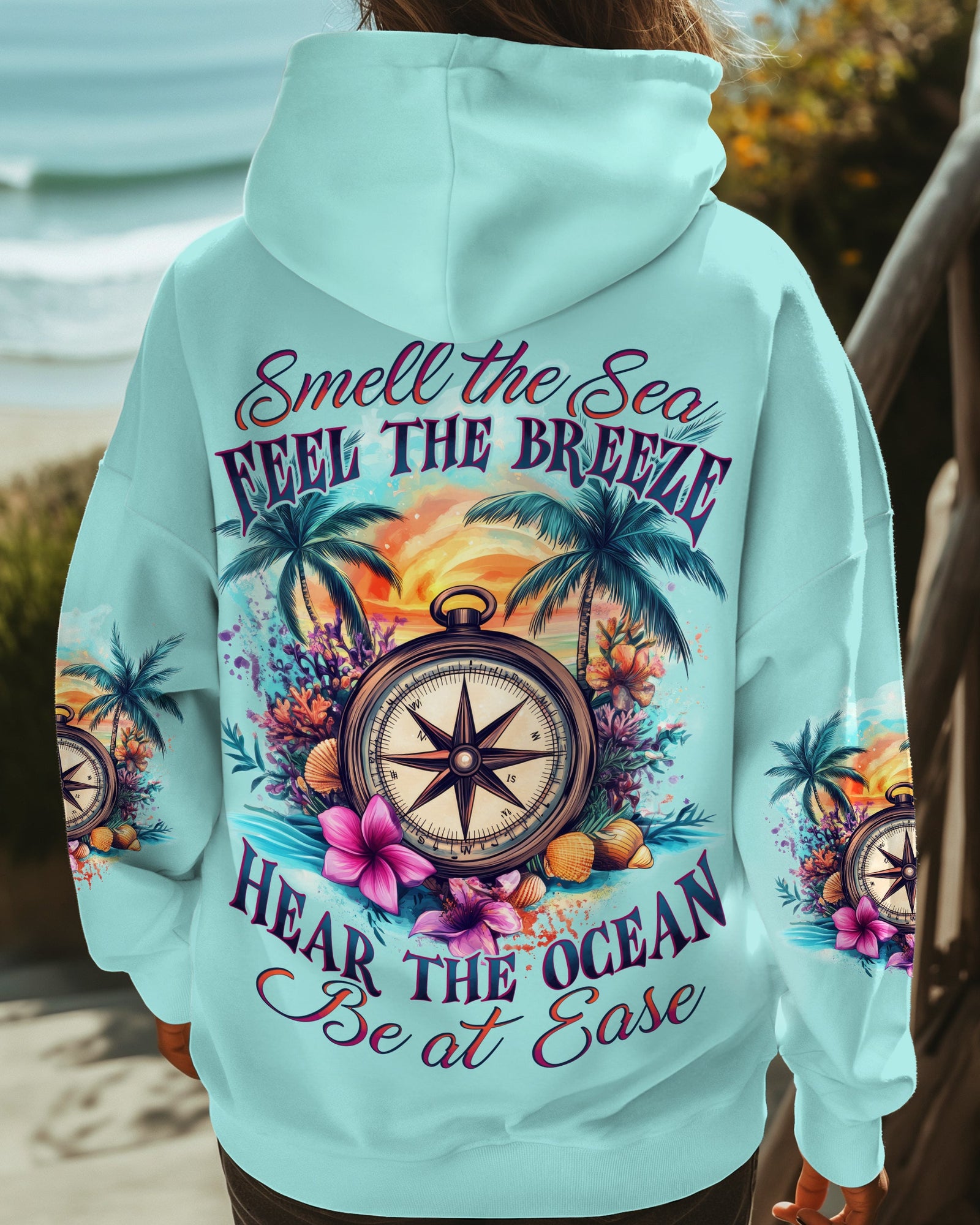 BLISSCORNERS SMELL THE SEA FEEL THE BREEZE COMPASS ALL OVER PRINT