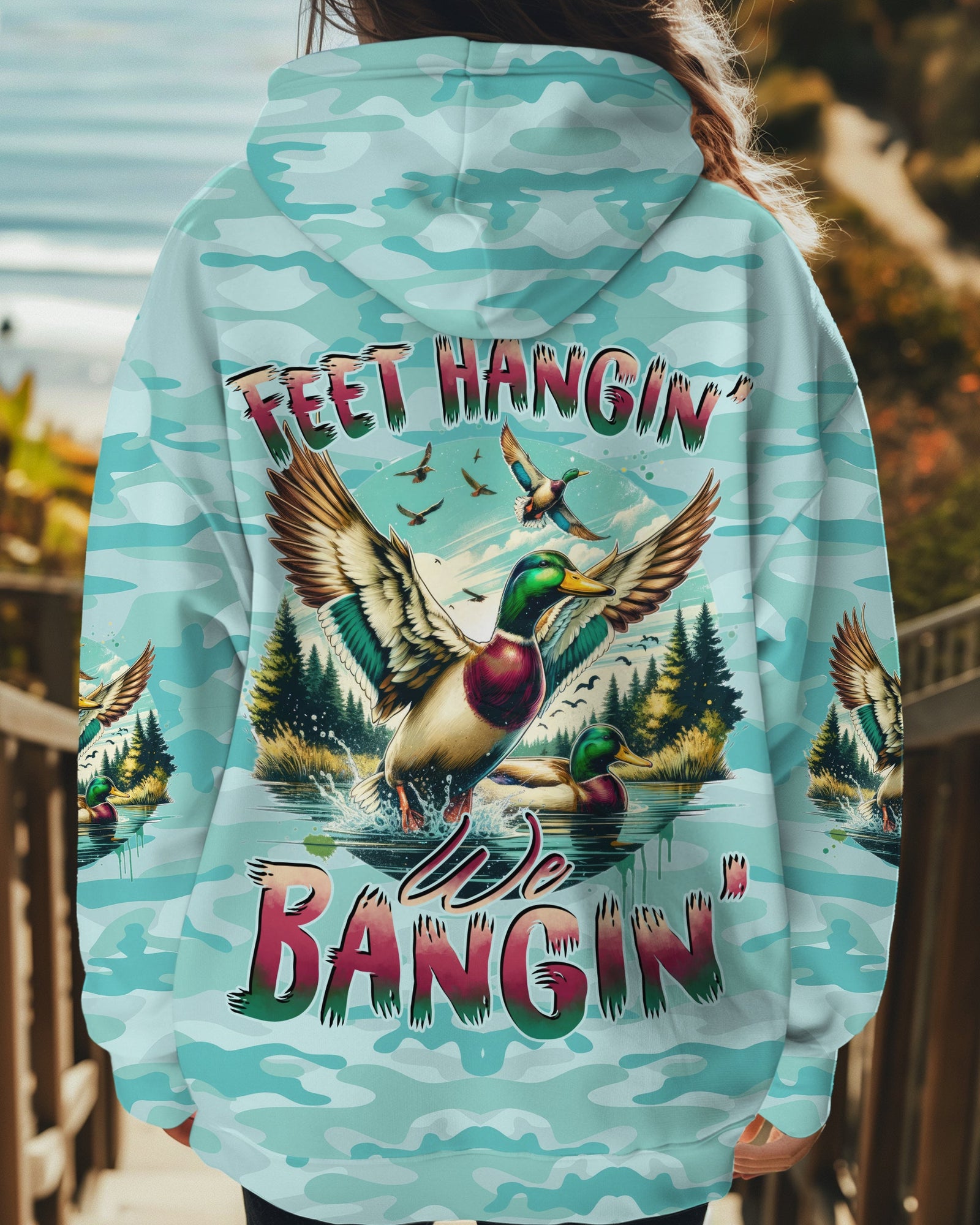 BLISSCORNERS FEET HANGIN' WE BANGIN' HUNTING DUCK CAMO ALL OVER PRINT