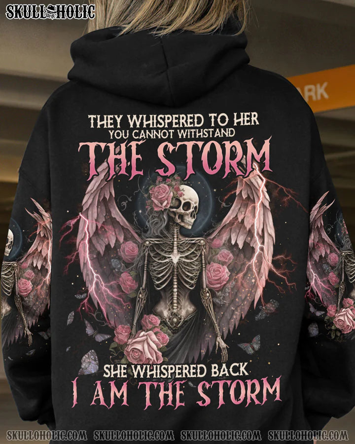 BLISSCORNERS I AM THE STORM SKELETON ROSES WINGS ALL OVER PRINT