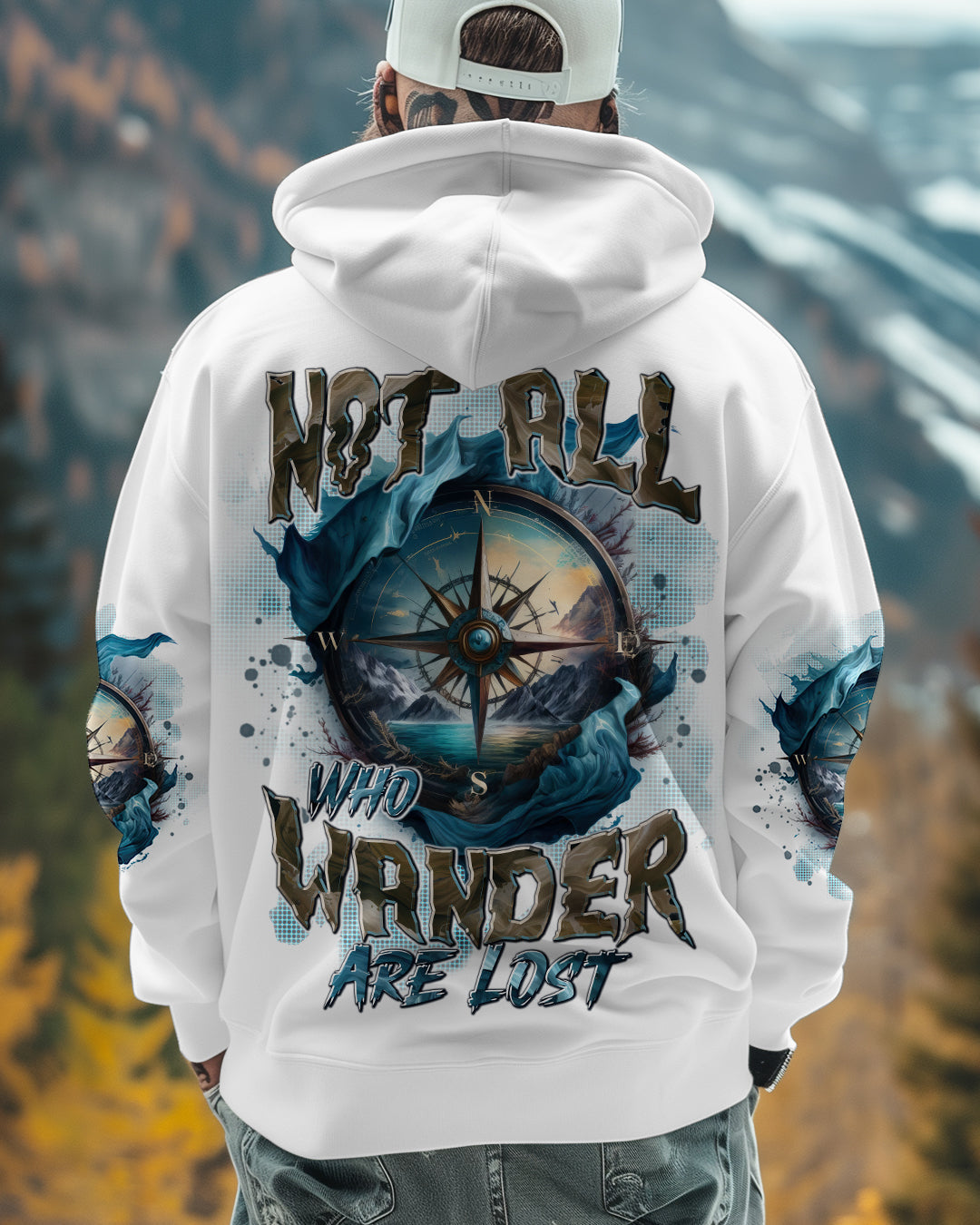 BLISSCORNERS NOT ALL WHO WANDER ARE LOST COMPASS ALL OVER PRINT