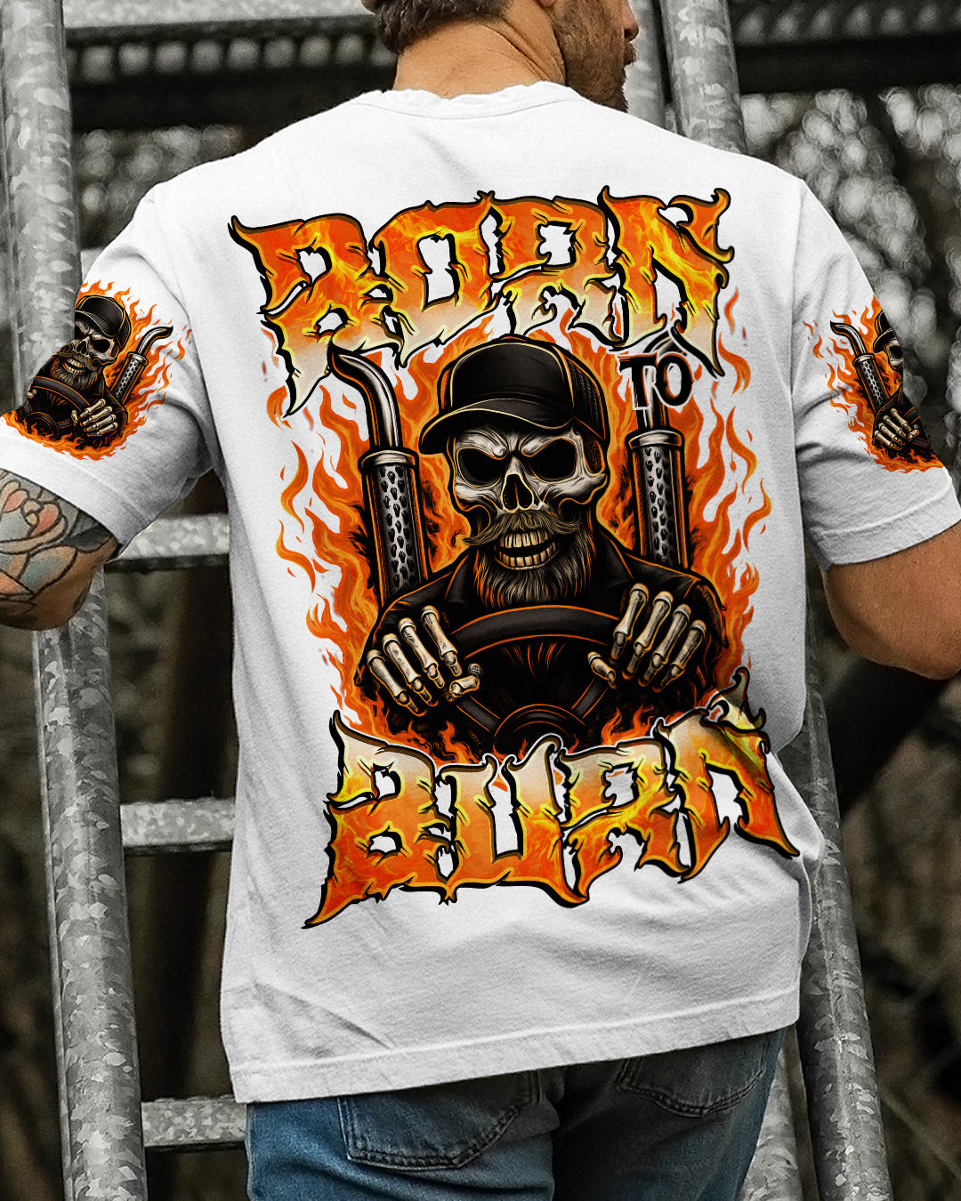 BLISSCORNERS BURN THE ROAD MAP TRUCKER SKULL ALL OVER PRINT