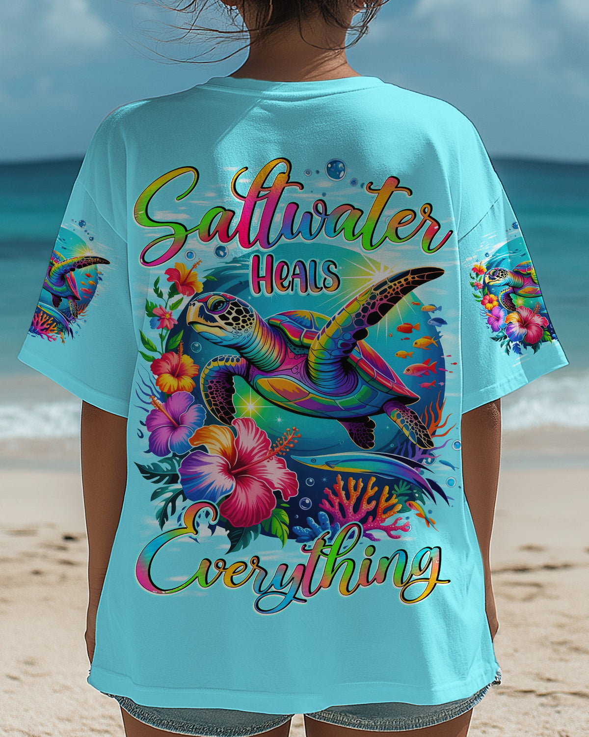 BLISSCORNERS SALTWATER HEALS EVERYTHING TURTLE ALL OVER PRINT