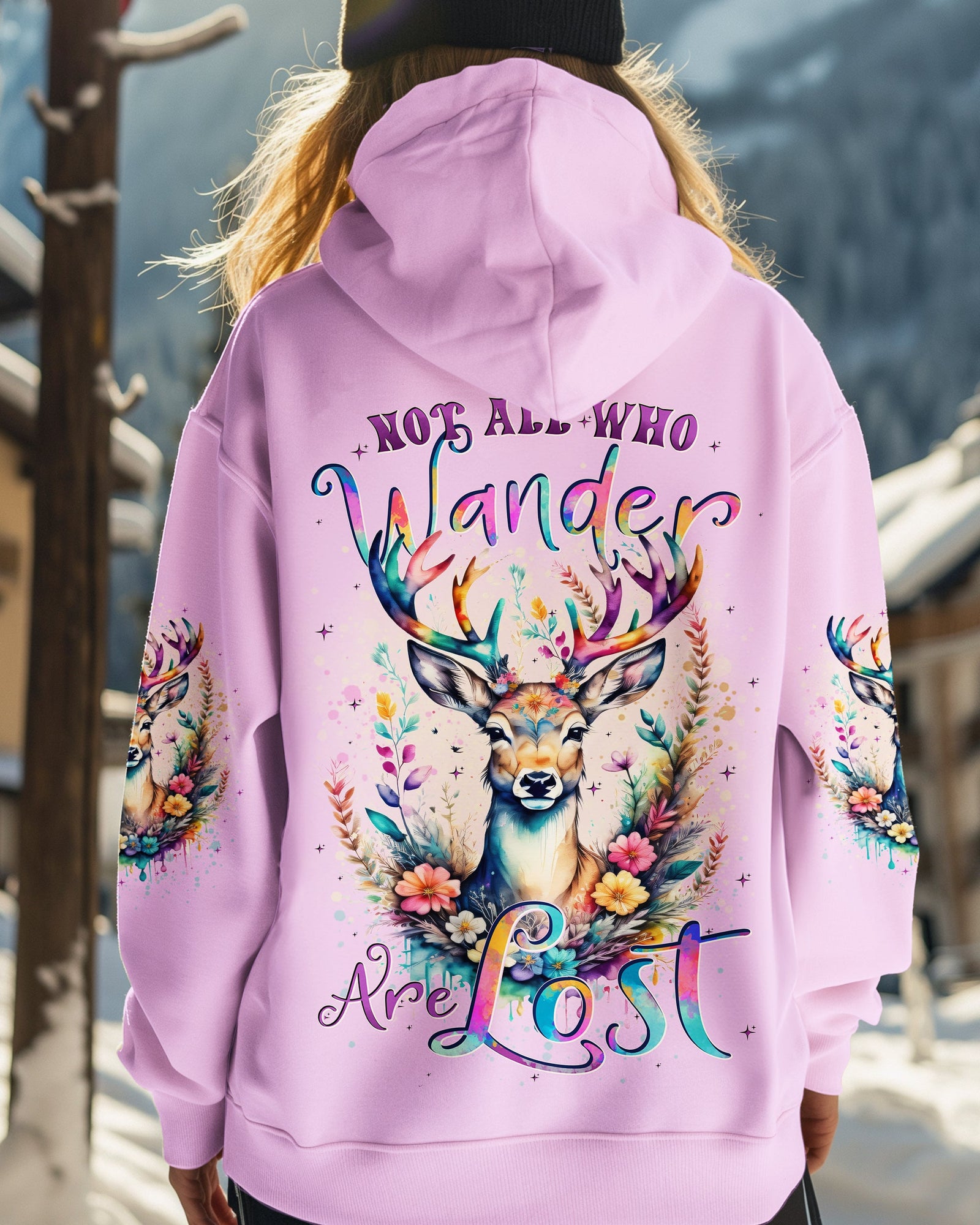 BLISSCORNERS NOT ALL WHO WANDER ARE LOST DEER ALL OVER PRINT