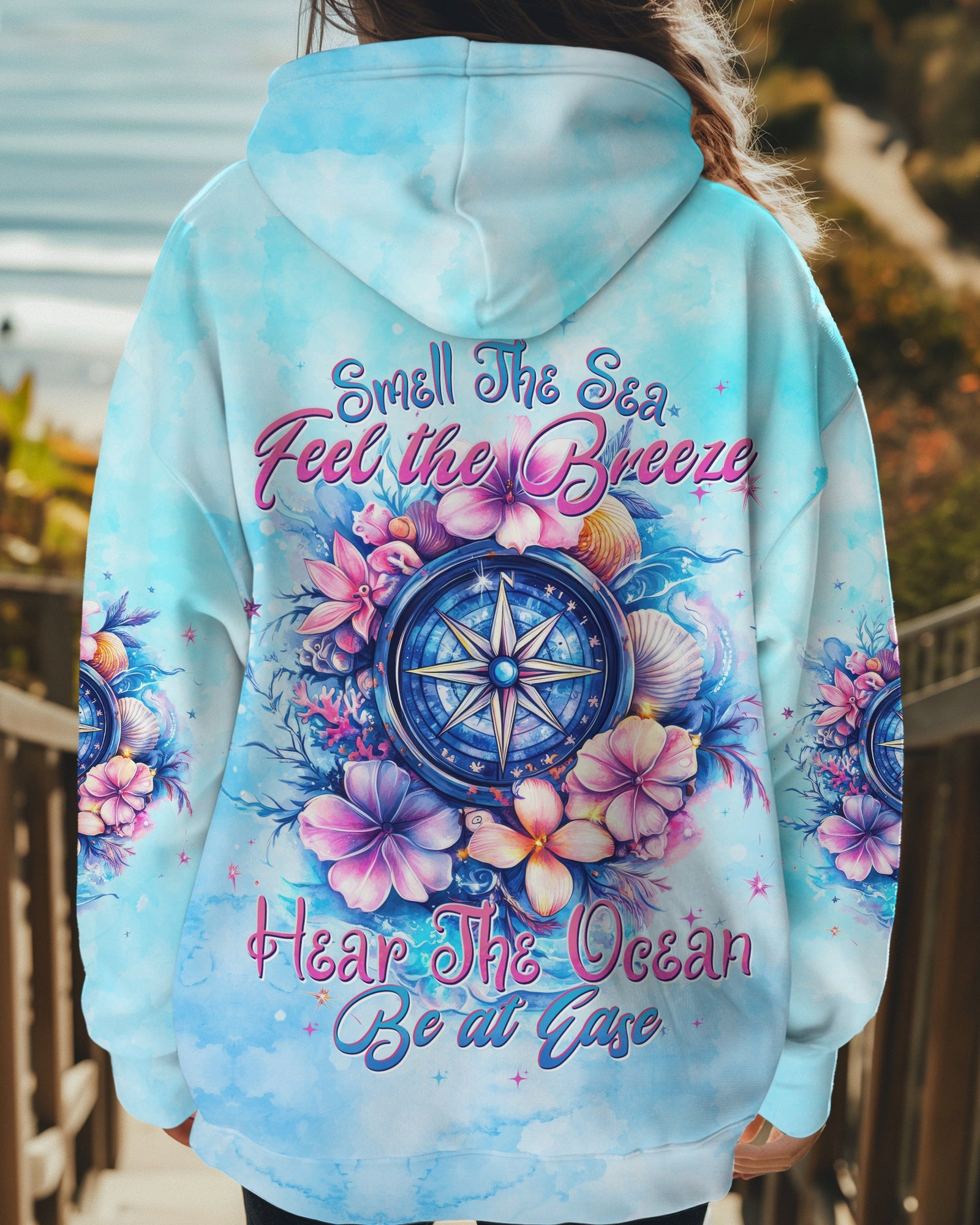 BLISSCORNERS SMELL THE SEA FEEL THE BREEZE COMPASS ALL OVER PRINT