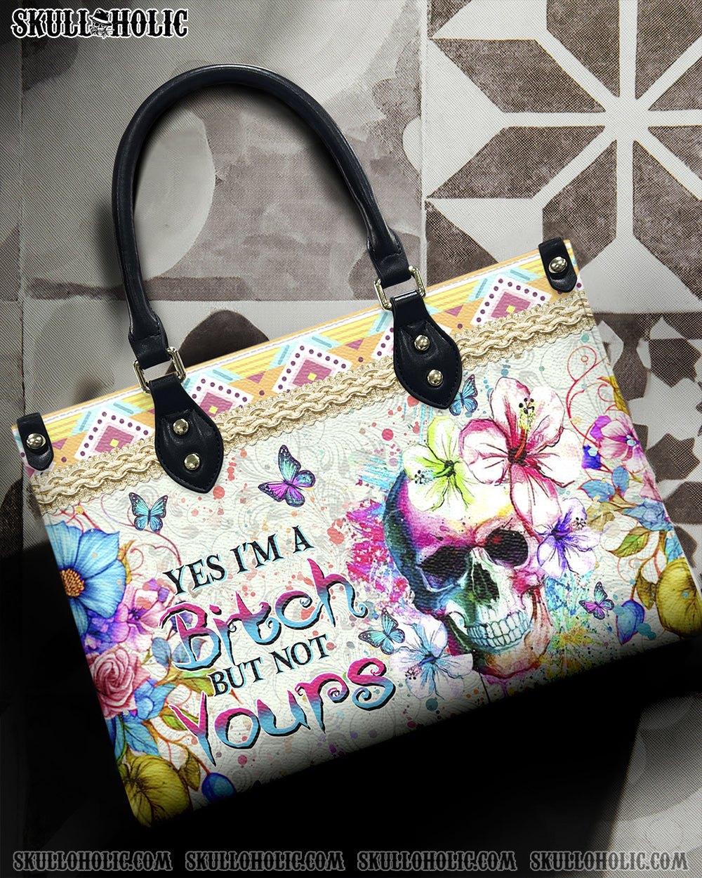 BLISSCORNERS YES I'M A B BUT NOT YOURS LEATHER HANDBAG