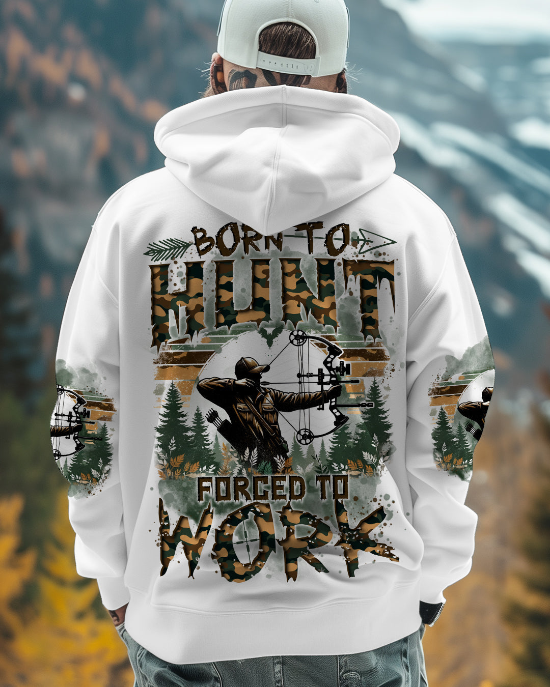 BLISSCORNERS BORN TO HUNT FORCED TO WORK ALL OVER PRINT