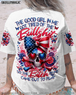 BLISSCORNERS A MOUTH I CAN'T CONTROL SKULL MESSY BUN ROSE ALL OVER PRINT