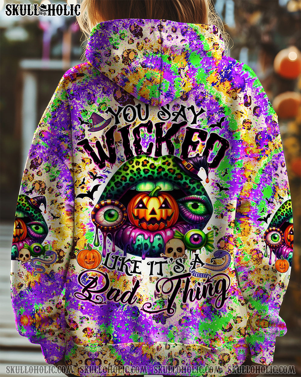 BLISSCORNERS YOU SAY WICKED HALLOWEEN LIP TIE DYE ALL OVER PRINT