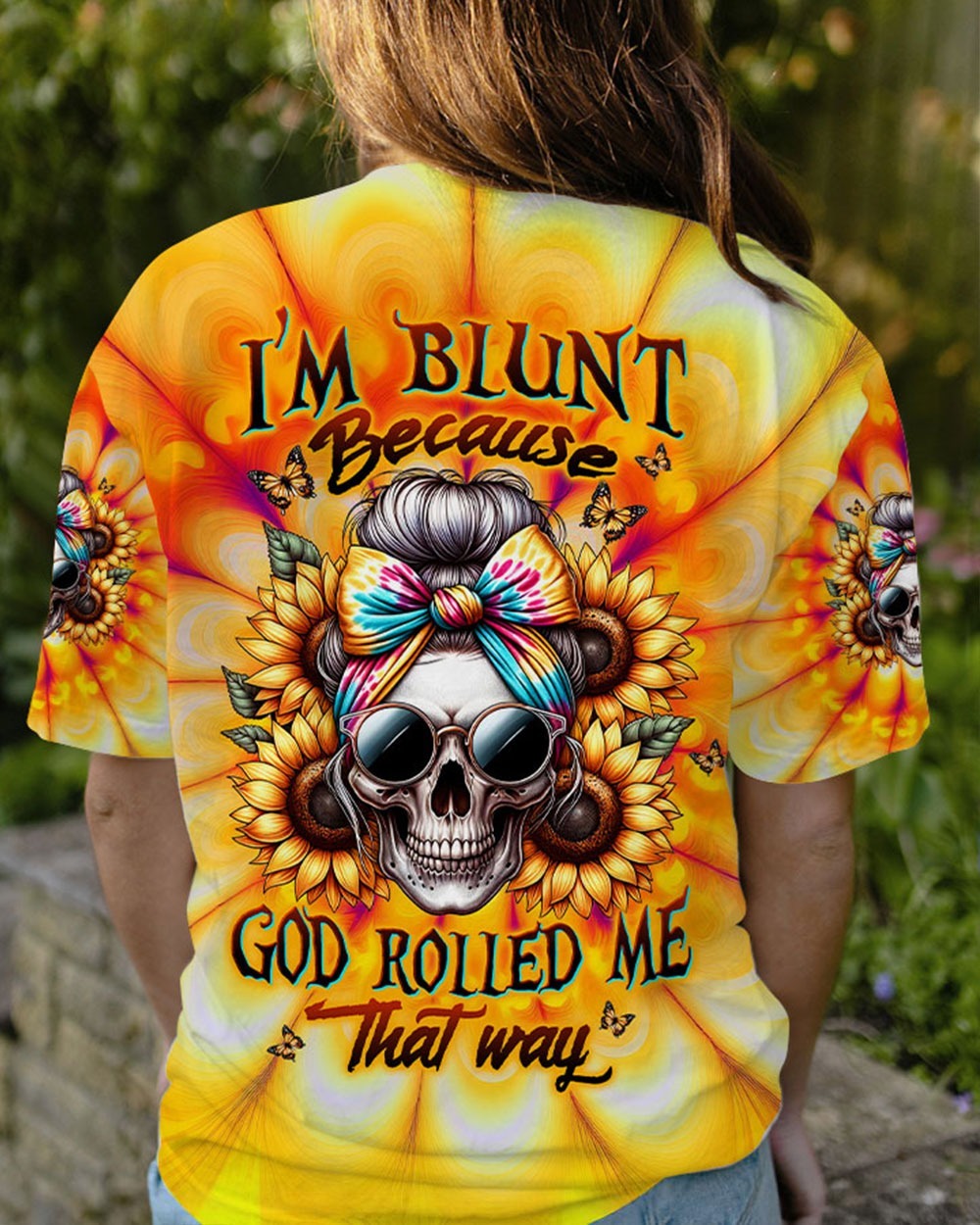 BLISSCORNERS ASSUMING I WAS LIKE MOST GIRLS MESSY BUN SKULL ALL OVER PRINT