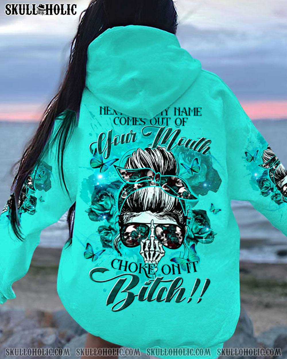 BLISSCORNERS I AM WHO I AM SKULL MESSY BUN ALL OVER PRINT