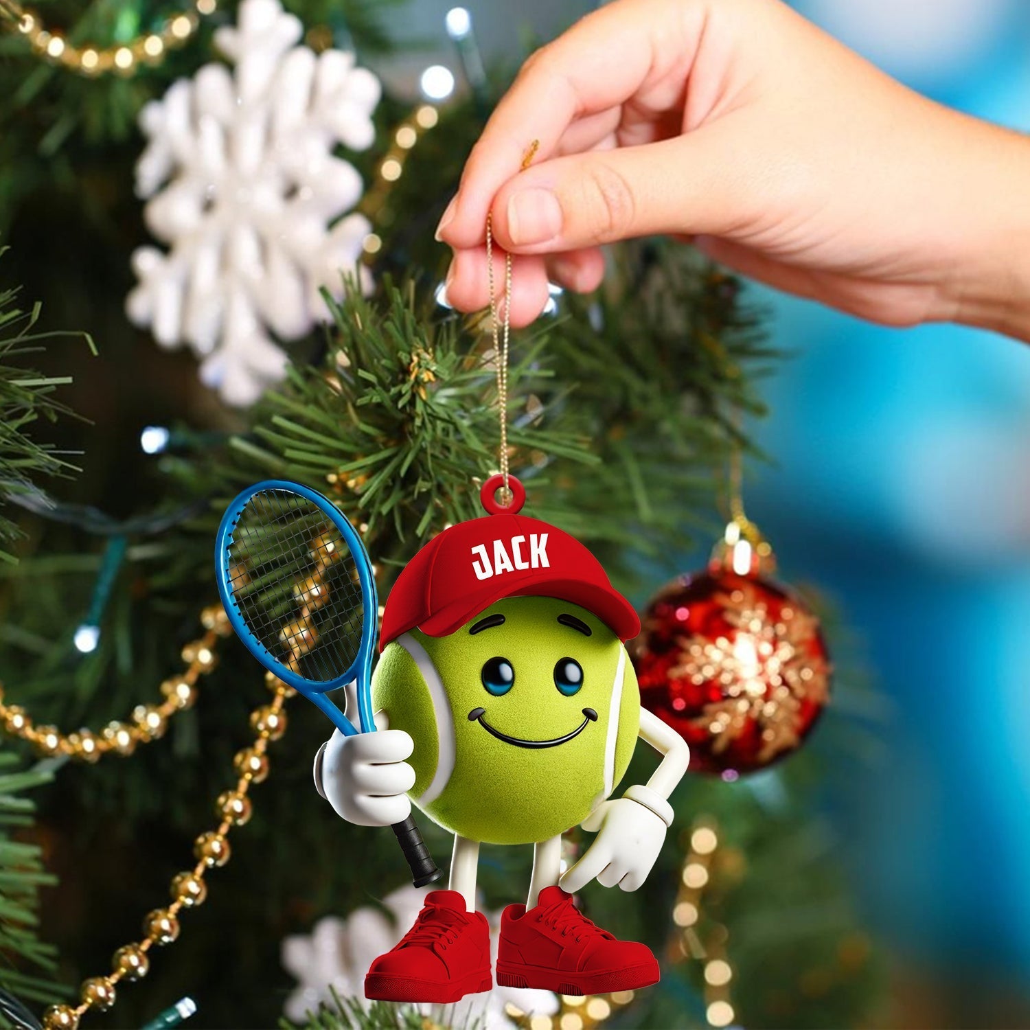 Blisscorners Cool Tennis Ball Christmas Ornament, Personalized Ornament2D Flat LM2211