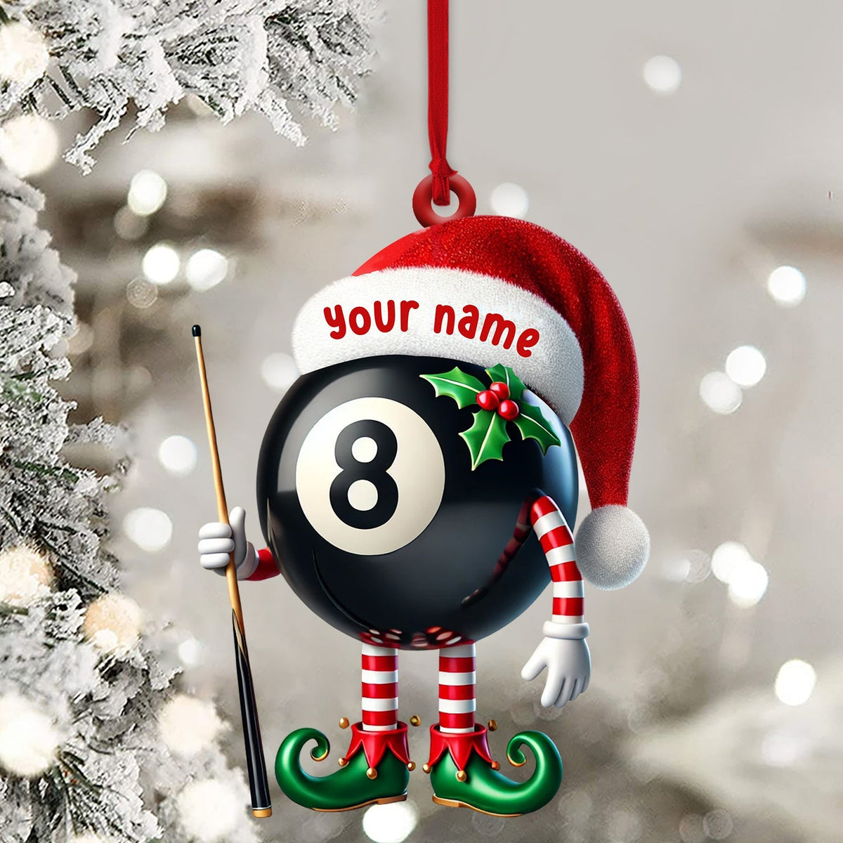 Blisscorners Billiard Santa Ball Christmas Ornament, Personalized Ornament2D Flat LM2211